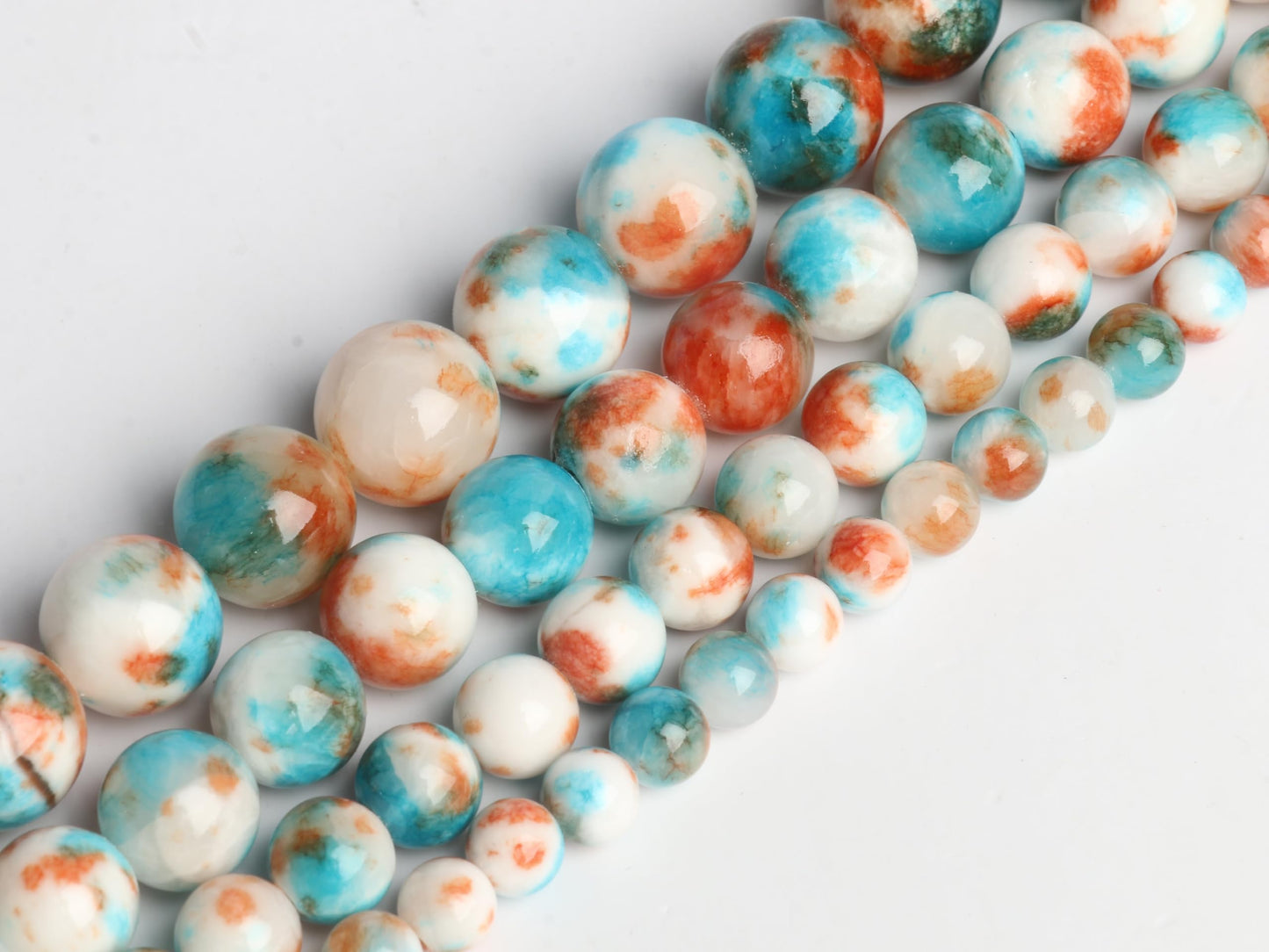 Yochus 60pcs 6mm Blue&Orange Persian Jade Energy Healing Round Bulk Gemstone Beads for Jewelry Making Bracelet Necklace Earring DIY