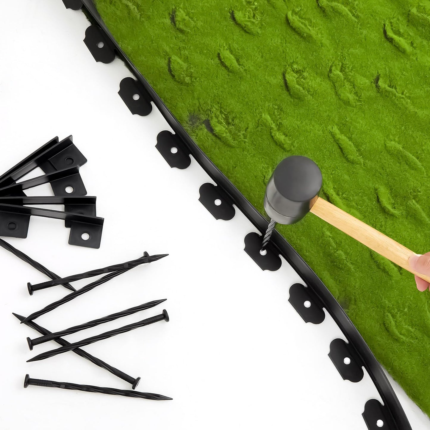 Sasylvia 2'' x 200' Landscape Edging Kit Edging Border Coil Include 120 Anchoring Spikes 10 Connectors Plastic Garden Border for Lawn Garden Grass Yard Home(Black)