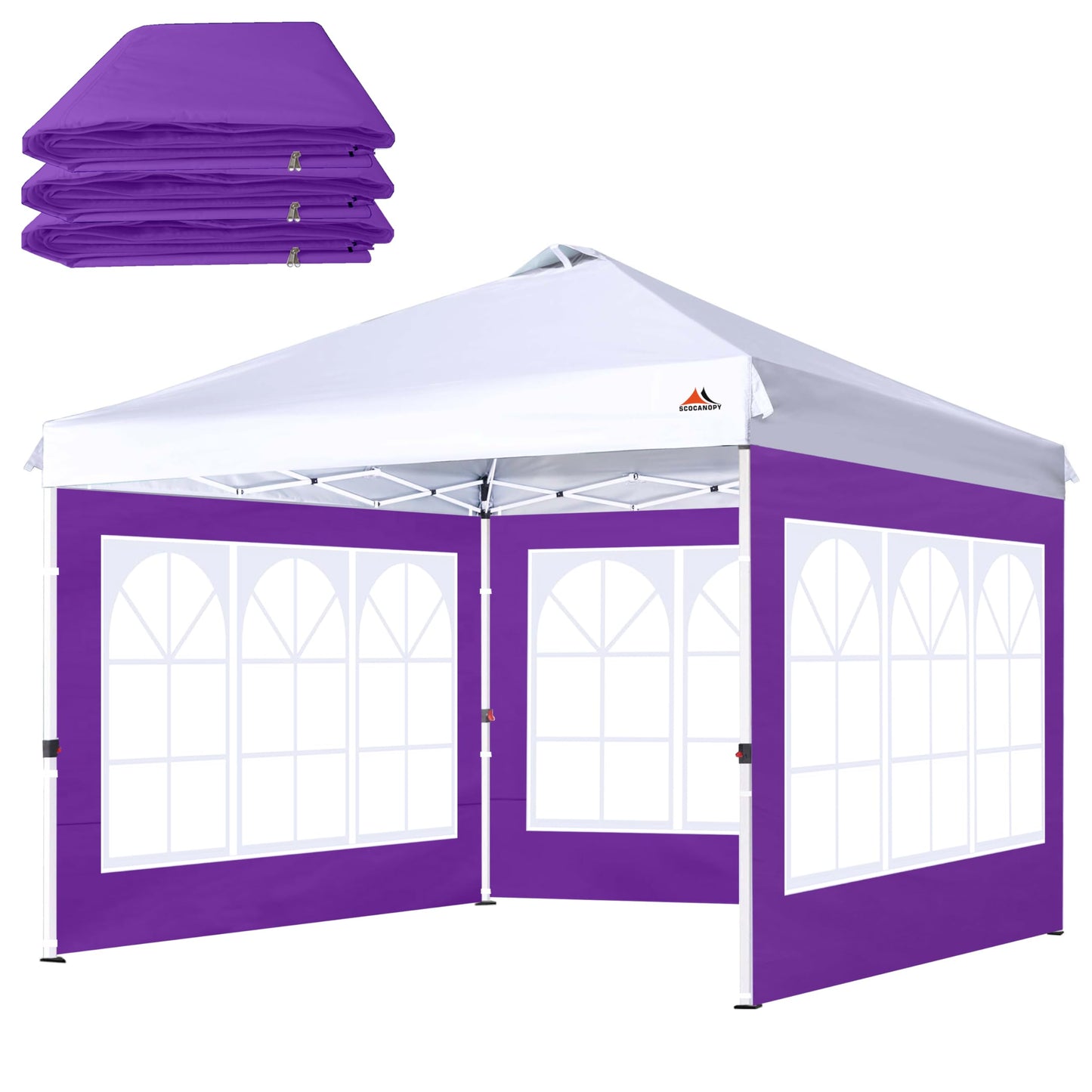 SCOCANOPY Church Window Sidewall for 10x10 Canopy Frame, 3 Pack Sunwalls Only,(Purple)