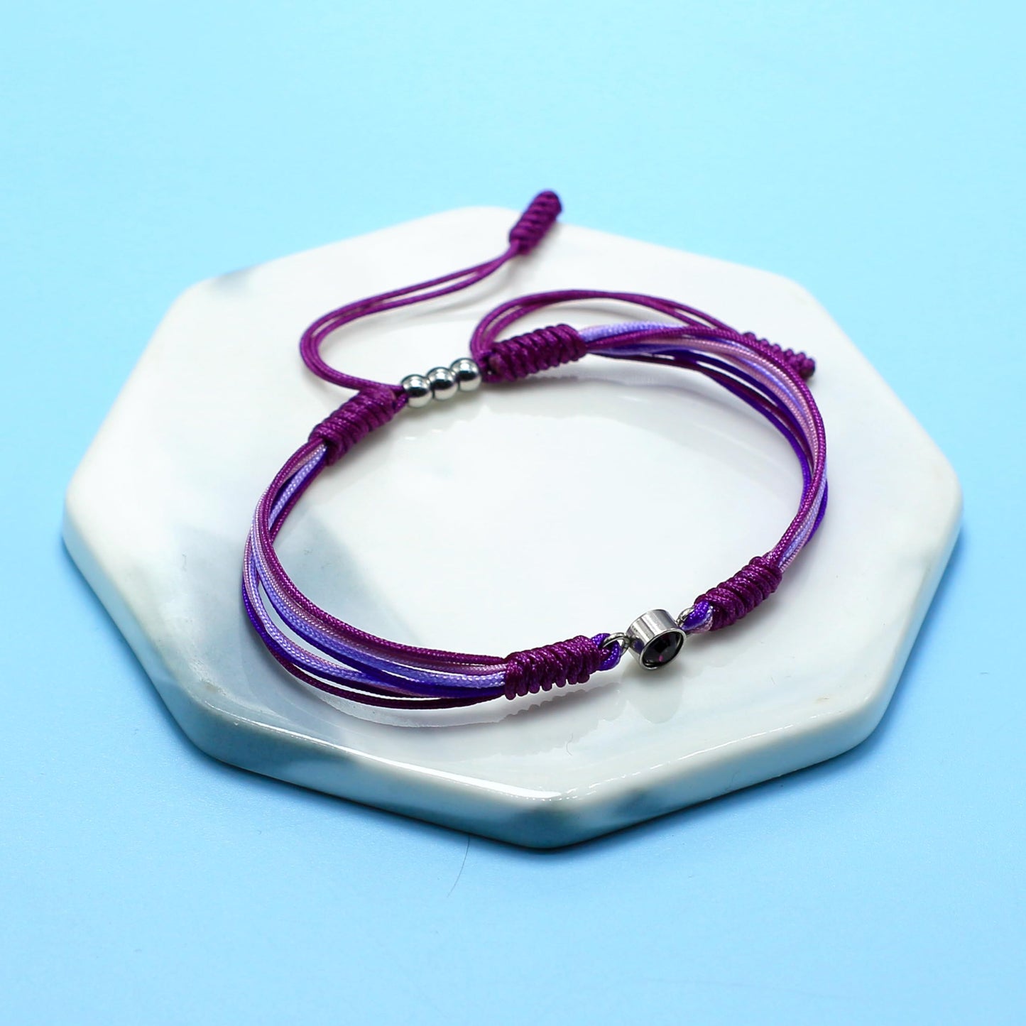 Crgwxzl February Birthstone Bracelets for Women Men,Healing Crystal Protection Stone Amethyst Beads Bracelet,String Wrap Zodiac Month Bracelets Birthday Jewelry Gifts