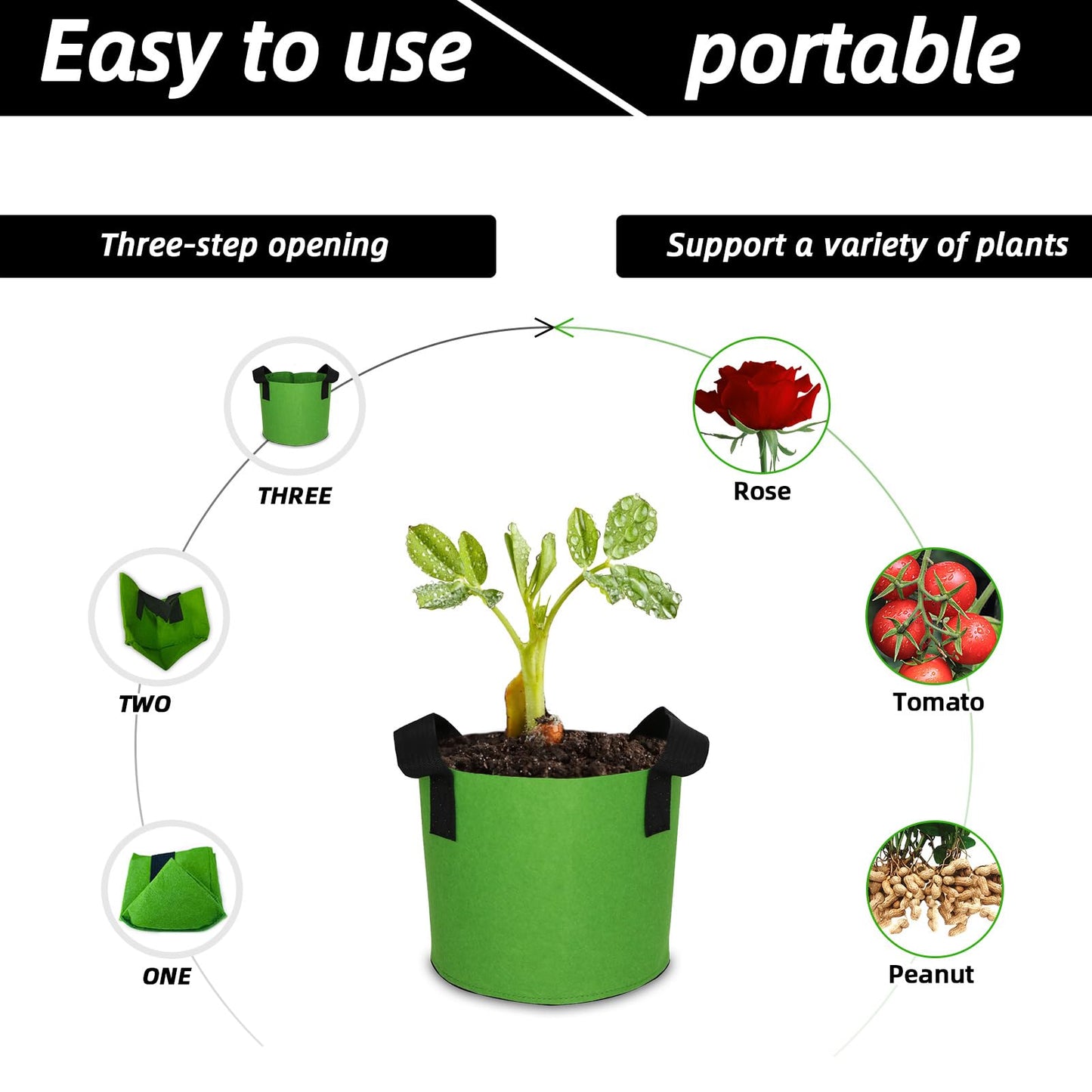 RBCFHI Grow Bags,Growing Pot Bags Garden Grow Bag Indoor Outdoor Fabric Aeration Plant Pot Container Flower Vegetable Pouch (Mixed 15colors,2 Gallon)