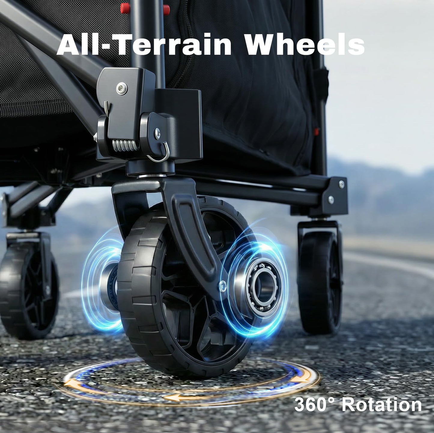 Overmont 3 in 1 Collapsible Wagon Cart - Ultra-Compact & Lightweight Foldable Wagon with All Terrain Wheels - 120L Folding Utility Wagon Portable for Grocery Camping Shopping Garden Sports