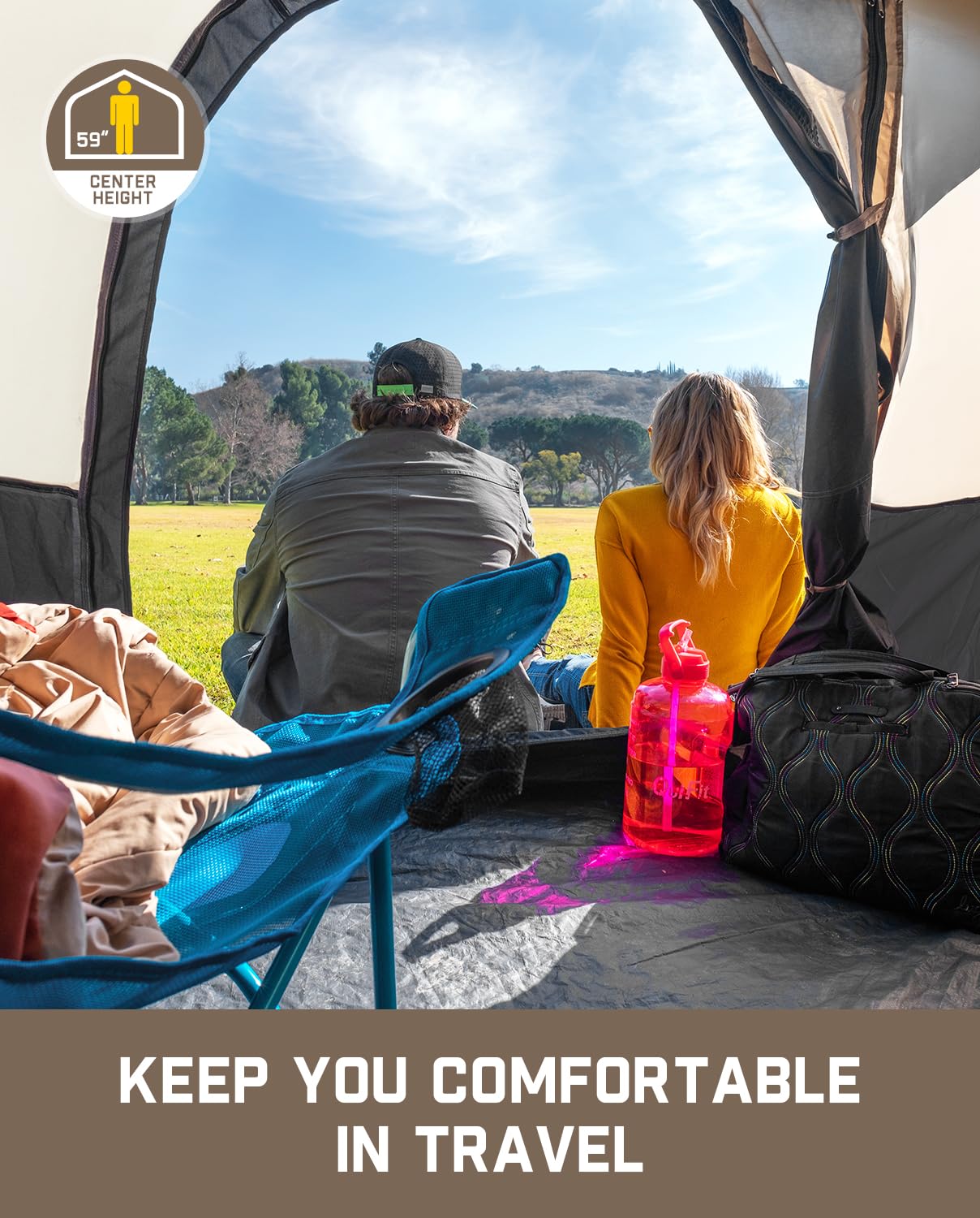 FanttikOutdoor Zeta C4 Pro Camping Tent 4 Person Instant Cabin Tent Setup in 60 Seconds with Rainfly & Windproof Portable with Carry Bag for Family Camping & Hiking, Khaki