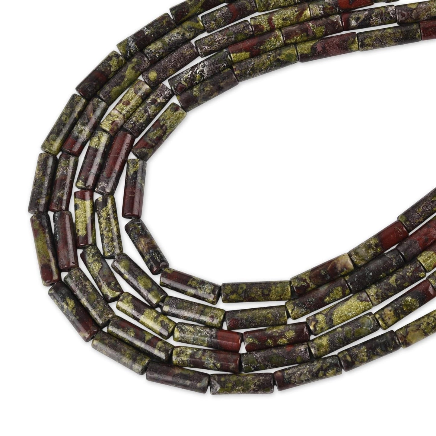 HAAMIIQII Natural Dragon Bloodstone Tube Beads 13x4mm Column Stone Cylinder Gemstone Loose Beads for Jewelry Making Strand 15 Inch (28-29pcs)