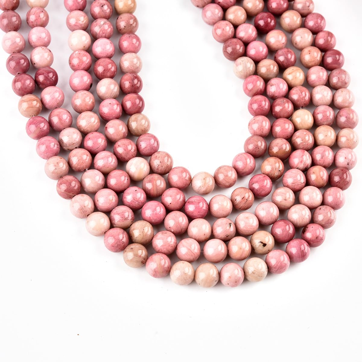 LIFAVOVY Genuine Rhodochrosite Beads for Jewelry Making Gemstone Semi Precious Stone Round 10mm Strand 15in(36-38pcs)