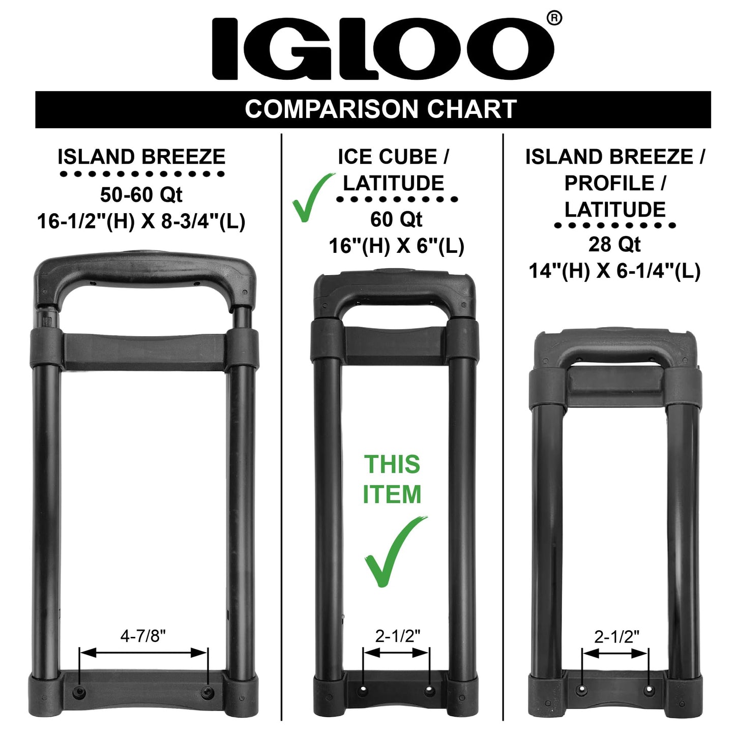 Igloo Replacement Telescoping Handle for Ice Cube and Latitude 60 Qt Wheeled Cooler