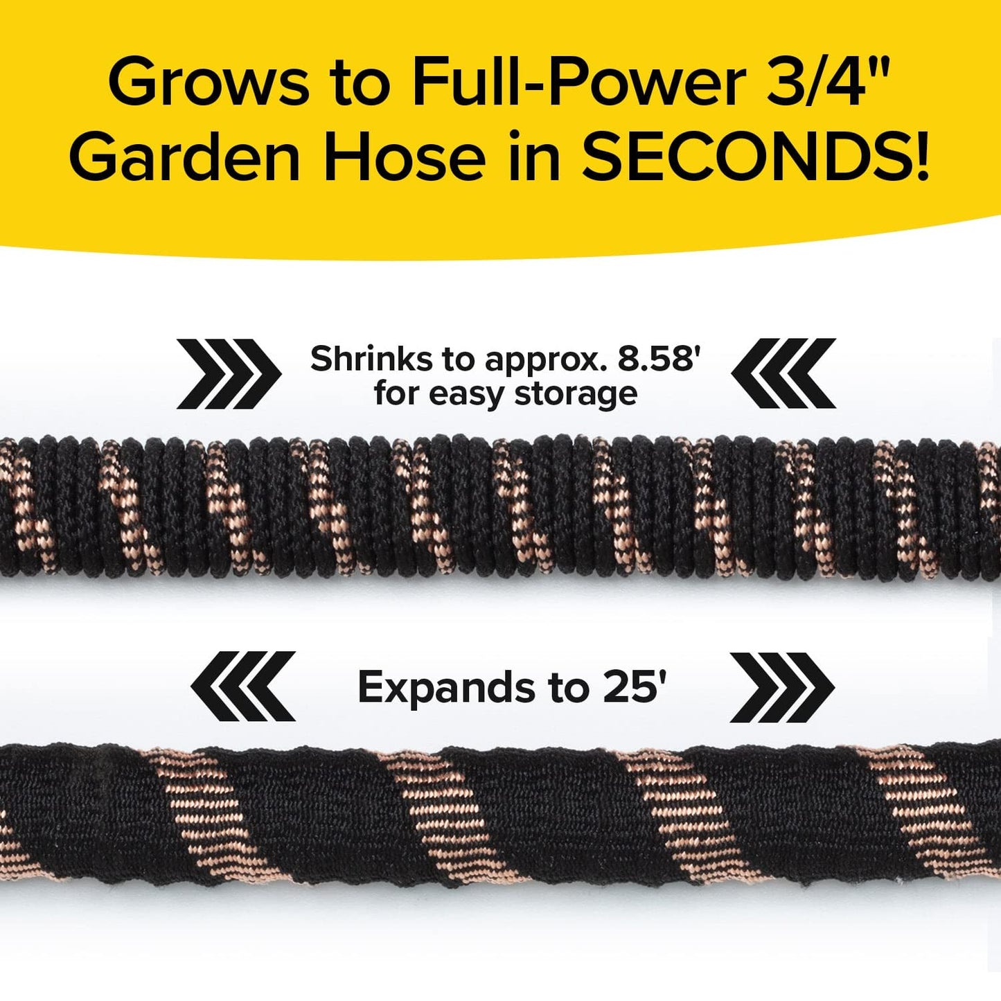 Pocket Hose 25 FT Copper Bullet Expandable Garden Hose w/10 Pattern Thumb Spray Nozzle AS SEEN ON TV 650psi 3/4 in Patented Lead-Free Ultra-Lightweight Solid Copper Anodized Aluminum