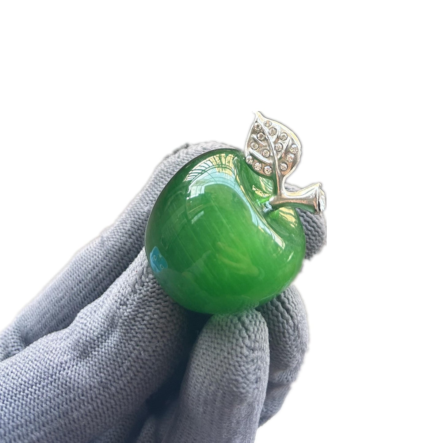 Sunshcat Green Cat's Eye Stone 1.18 Inchs Apple Crystal and Healing Stone Statues,Room Decoration Christmas Decorations Thanksgiving Gifts Office Gifts Collectibles