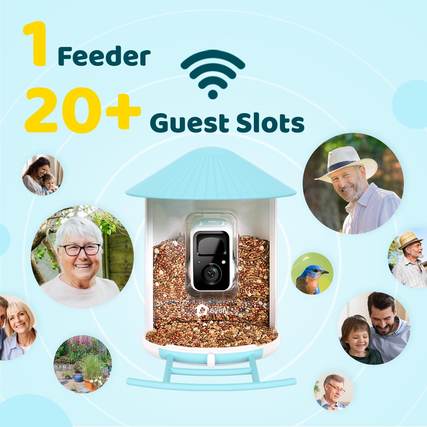 NETVUE by Birdfy Pro Smart Bird Feeder with Camera Solar Panel, Instant Arrival Alerts, Live Stream & Night Vision for Outdoors & Backyard Hummingbird, Cardinalis & Oriole Watching, Ideal Gifts, Blue