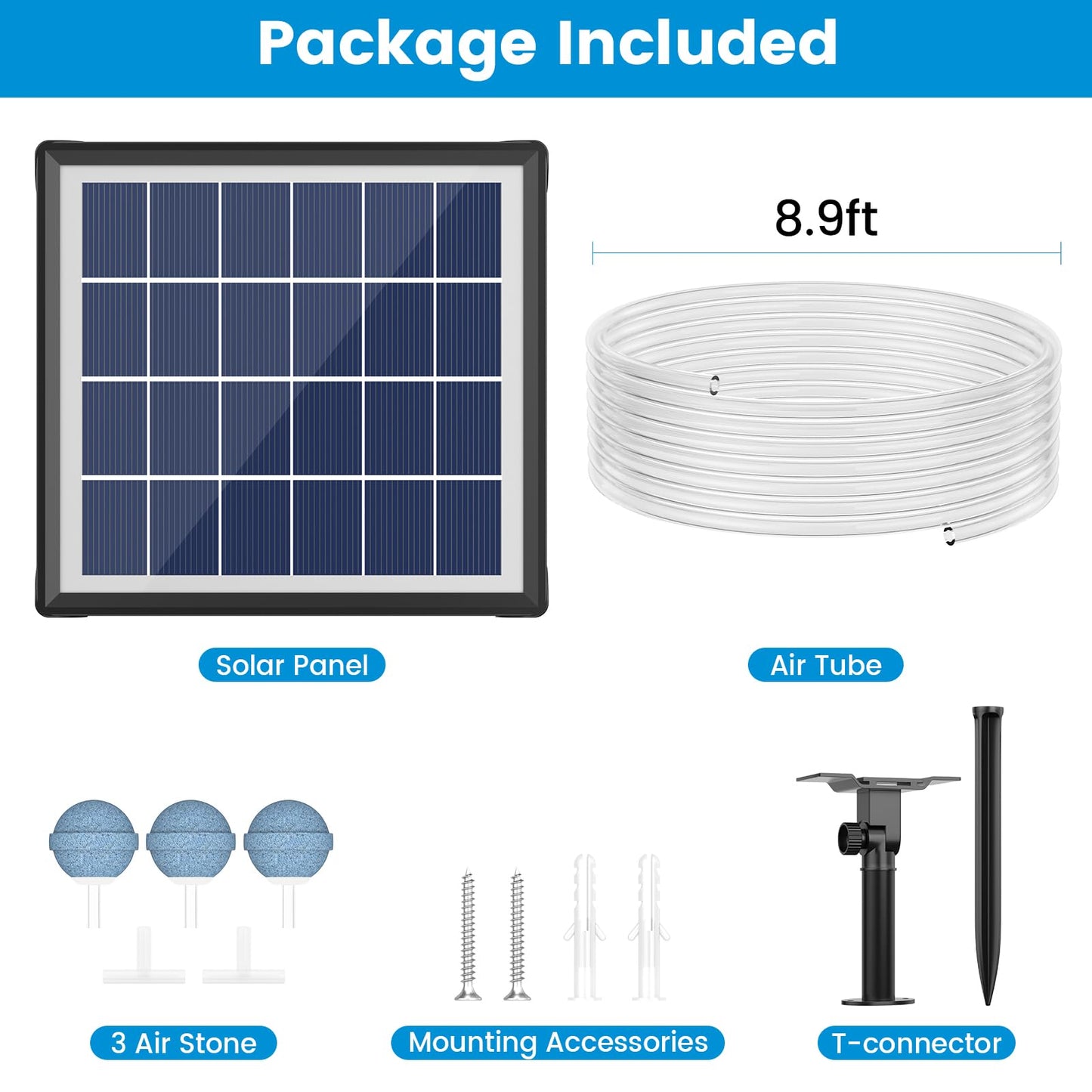 NFESOLAR 3W Solar Pond Aerator with 2200mAh Battery Backup, All-in-One Solar Air Pump, 24/7 Continuous Oxygenation, Quiet Operation, 3 Modes Bubbler, Portable for Small Ponds, Fish Tanks & Hydroponics