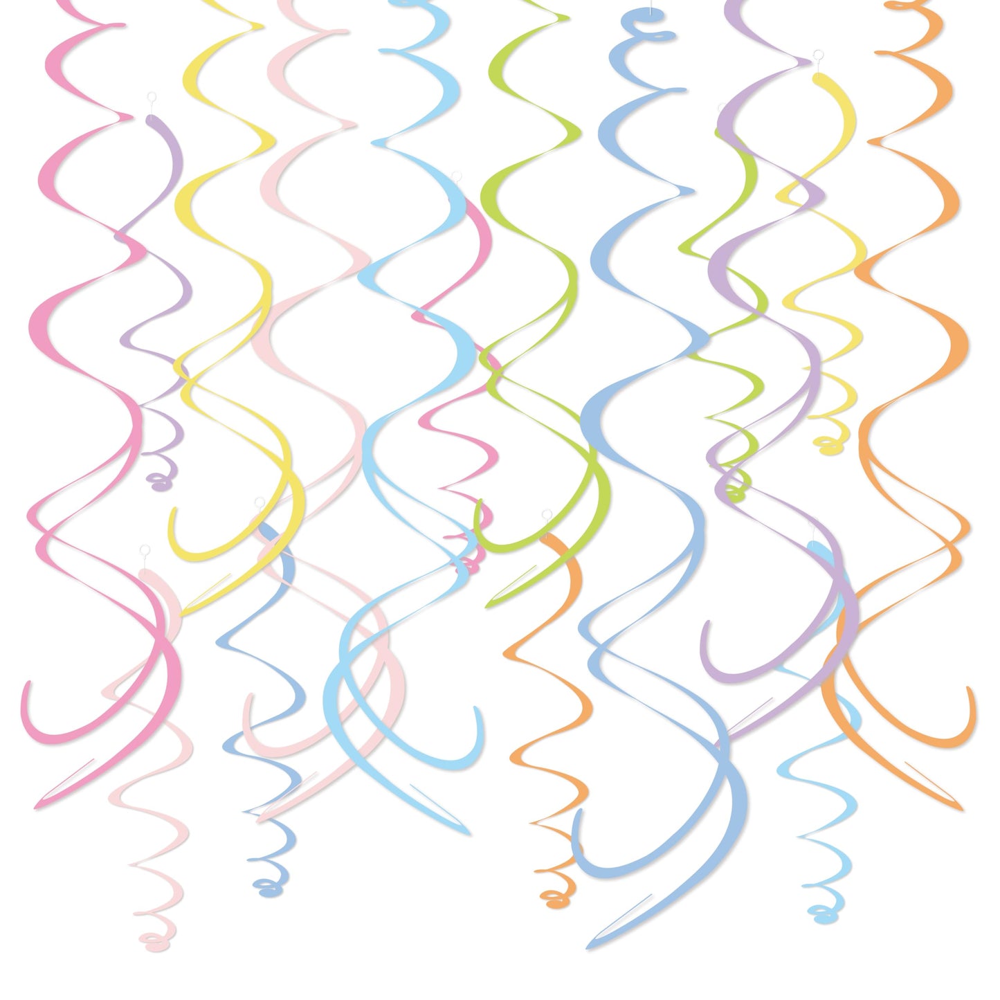HonuGoGo 48PCS Pastel Paper Swirl Decorations Hanging Ceiling Streamers for Birthday, Spring, Bridal, Gender Reveal, Wedding, or Everyday Party Decor