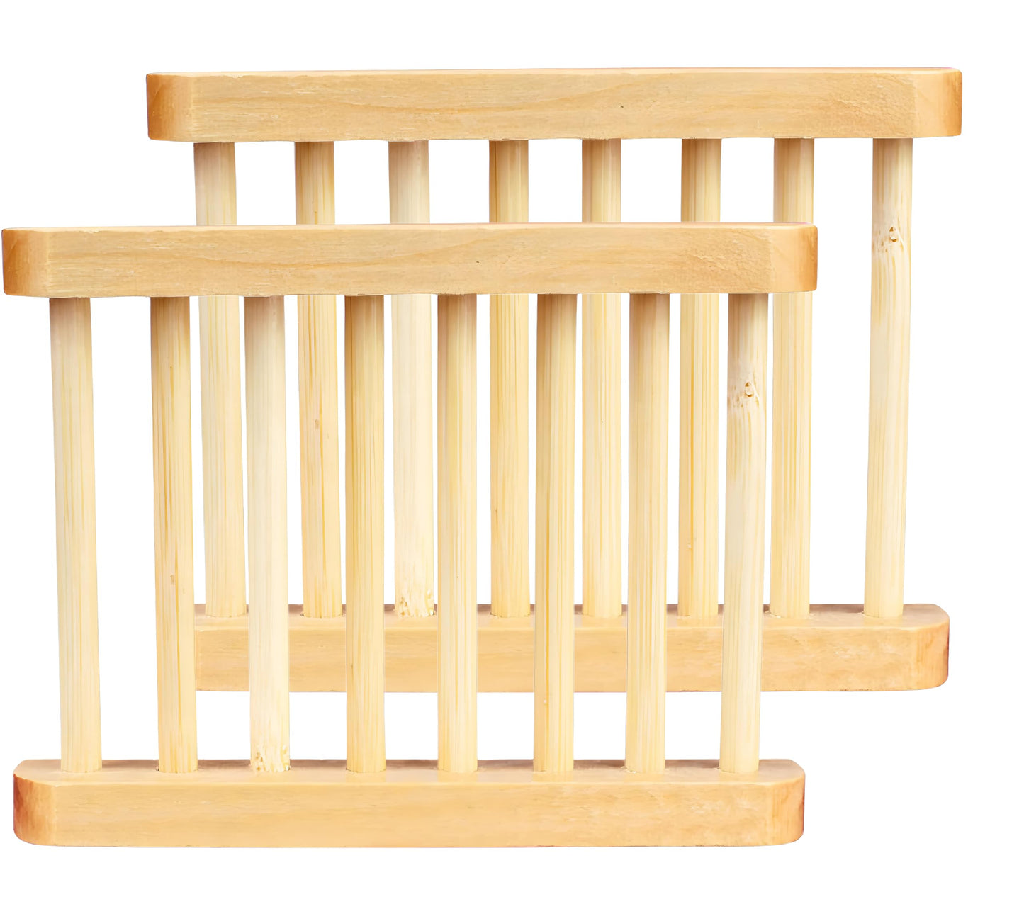 2-Pack Bamboo Soap Tray Set - Self-Draining Wooden Soap Holder for Bathroom, Shower & Kitchen