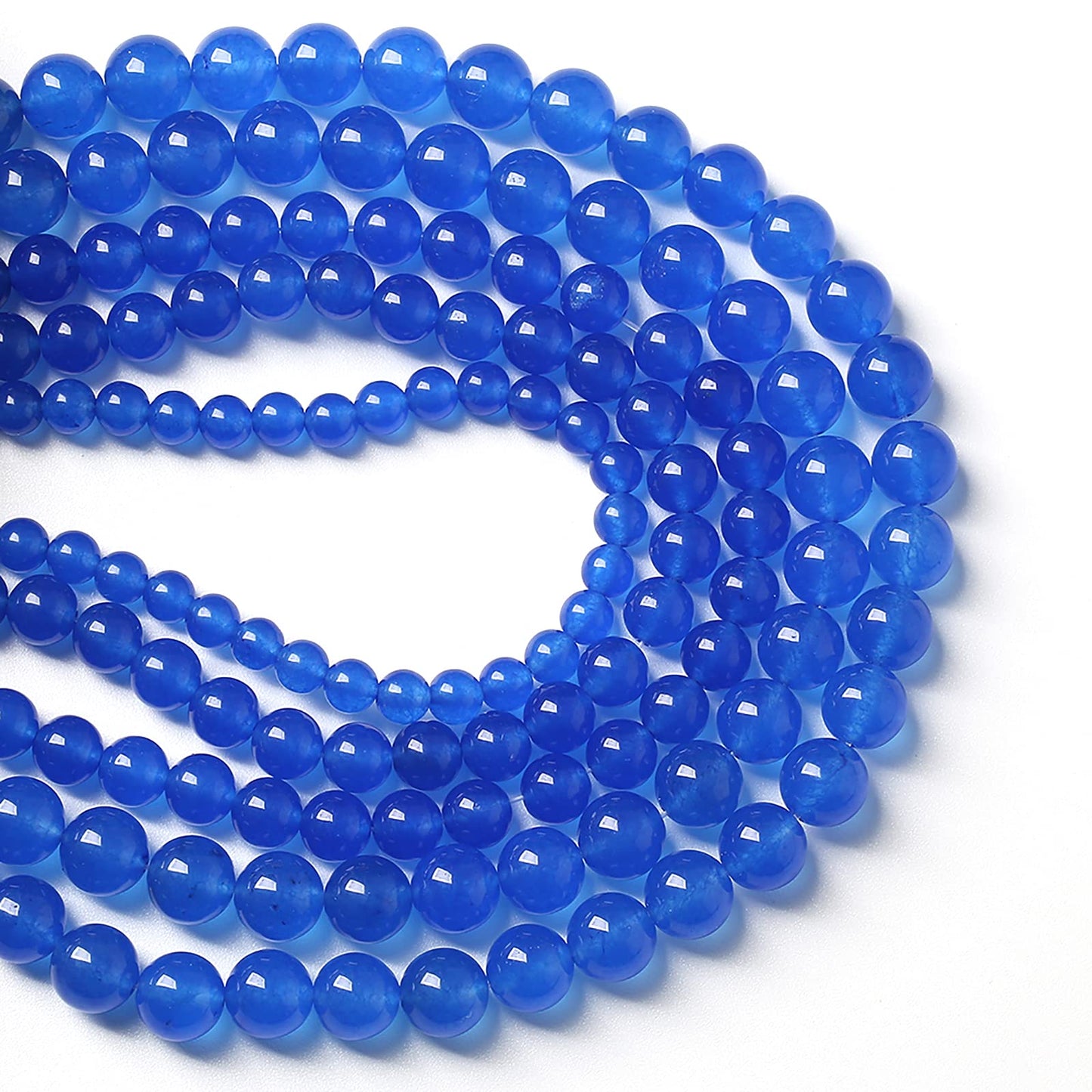 90pcs 4mm Natural Blue Jades Chalcedony Stone Beads Round Loose Spacer Beads for Jewelry Making DIY Bracelets Crystal Energy Healing Power Stone (4mm, Blue Chalcedony)