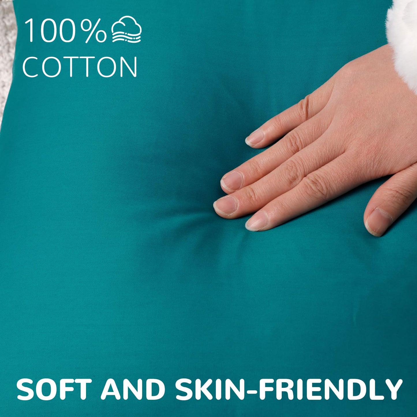 Coddsmz 6 Pack Decorative 100% Cotton Pillow Covers Square Cushion Cover Solid DIY Throw Pillowcase for Home Bed Sofa Halloween Christmas,Teal,6 Pack-18" x 18"/45x45cm