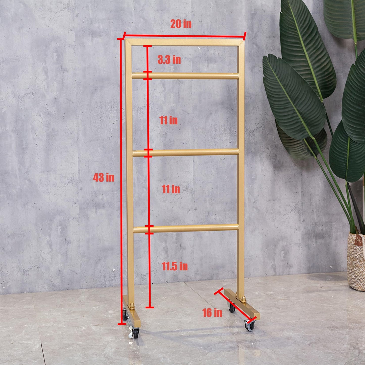 FURVOKIA Simple Modern Heavy Duty Metal Rolling Hanger Storage Rack with Wheel,Retail Display Floor-Standing Towel Pants Scarf Organizer Shelves (Gold, 3 Tier)