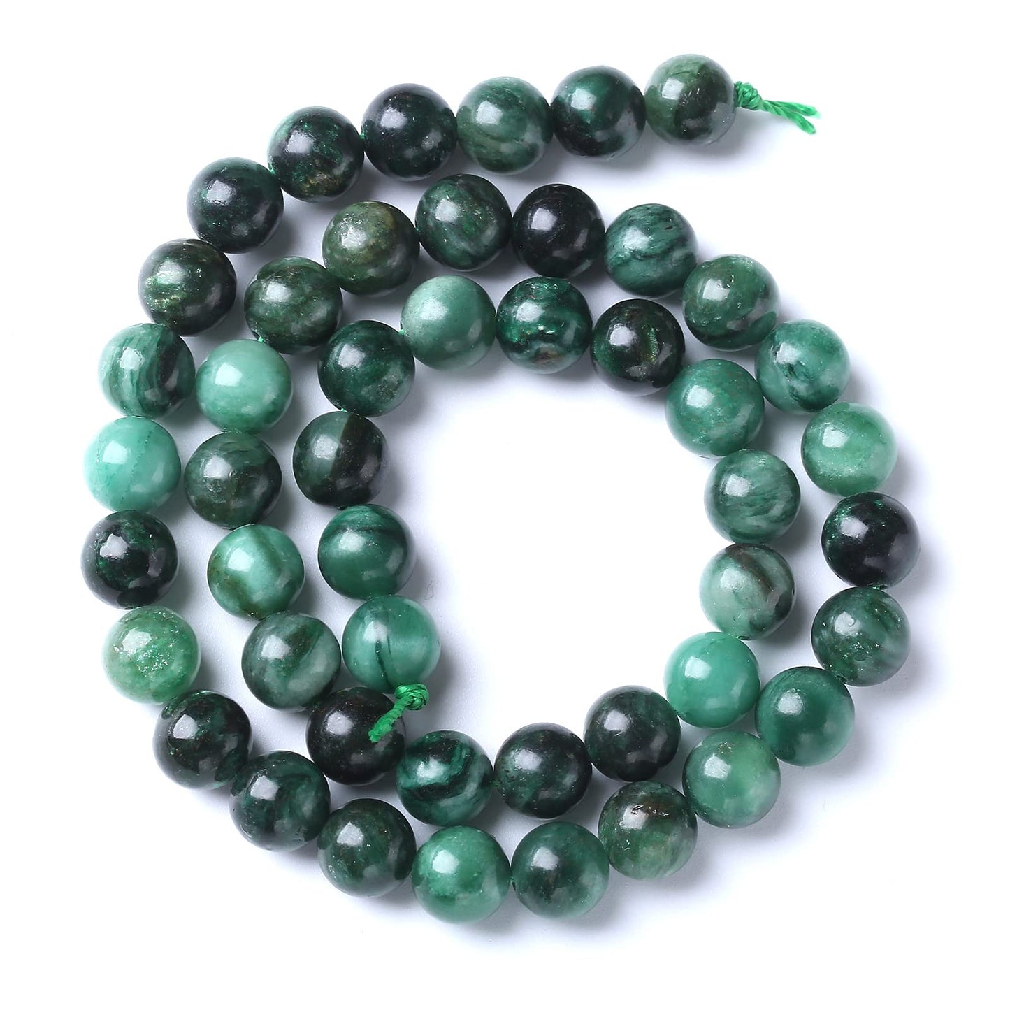 10mm 36pcs Natural Green Emerald Stone Beads Round Loose Beads AAA Energy Healing Power Stone Beads for Jewelry Making DIY Bracelet Necklace 15"(Green Emerald Stone, 10mm)