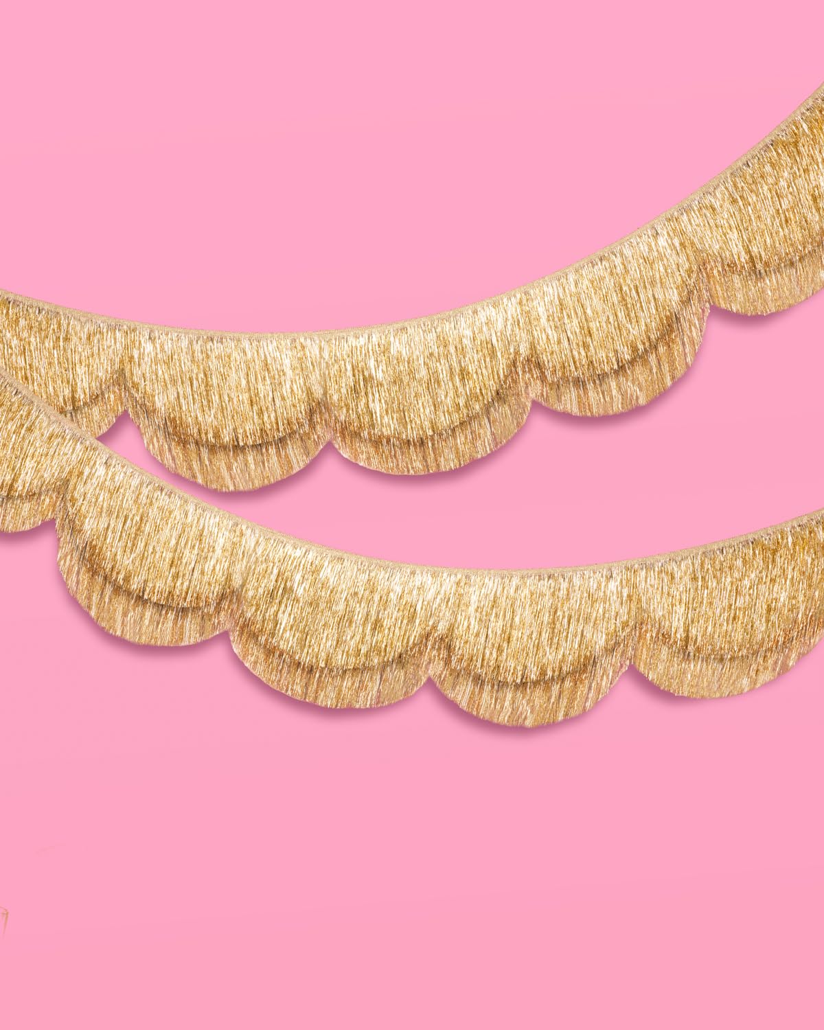 xo, Fetti Gold Scalloped Layered Fringe Banner - 5 Ft. | Bachelorette Party Decorations, Birthday Party Decor, HBD Decor, Photo Booth Banner Backdrop