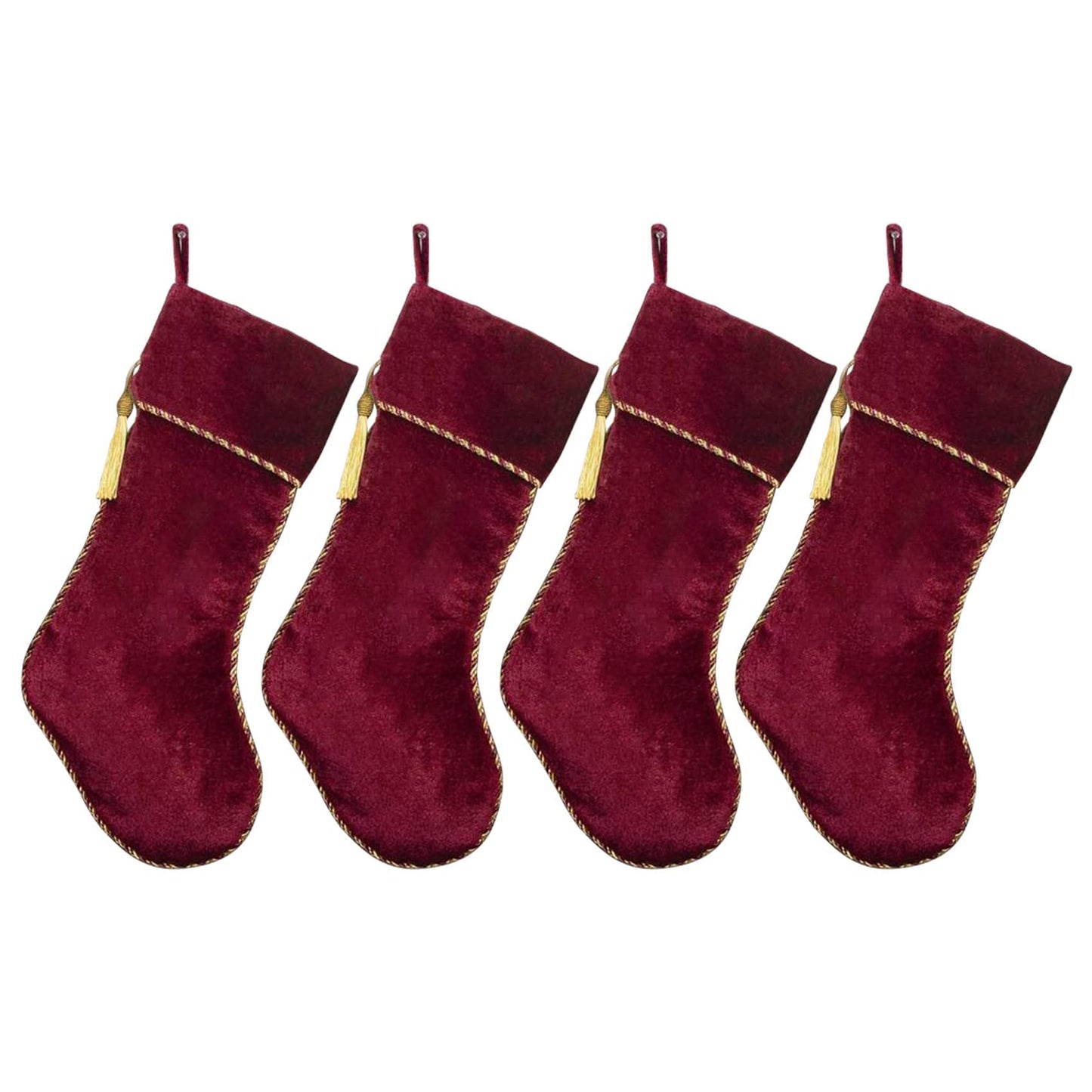 Ugiftcorner Red Christmas Stockings 4 Pack Velvet Christmas Stockings with Gold Tassel Decorations for Fireplace Holiday Party