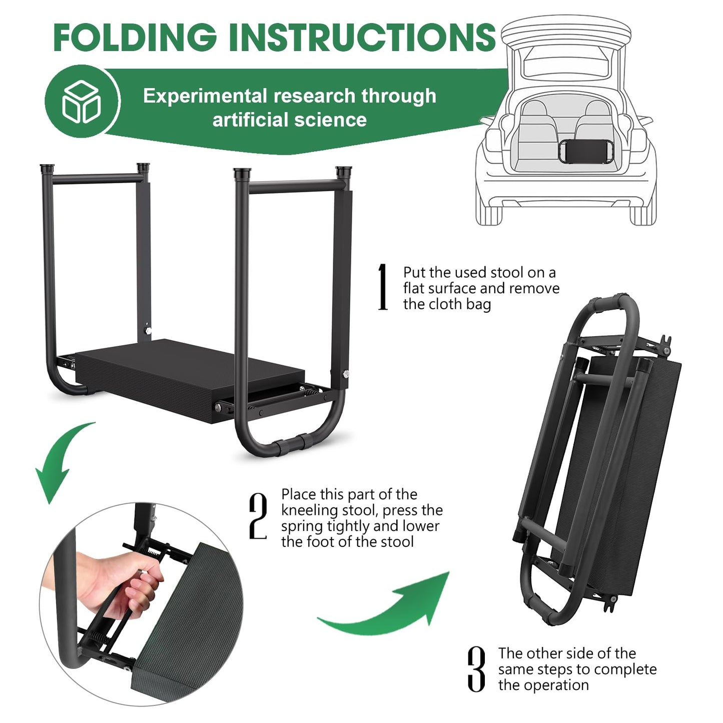 Onadak Heavy Duty Garden Kneeler & Seat with Support Legs, 400lbs Capacity Foldable Gardening Stool, Extra Thick Pad & Large Tool Organizer Bag, Ergonomic for Seniors - Dark Black