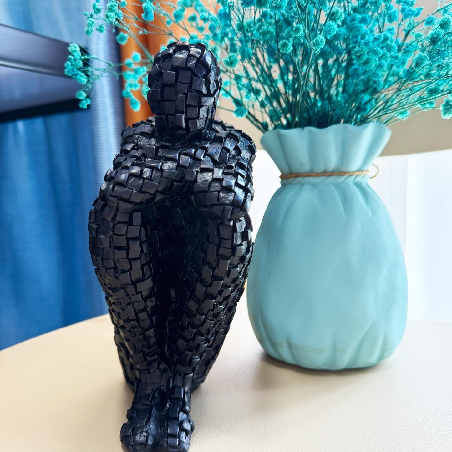 SIETIOJI Abstract Mosaic Sculpture Resin Sculptures Home Decor, Arts Decoration,Unique Mosaic Man Figurine for Bedroom Shelf Office for Living Room (Black)