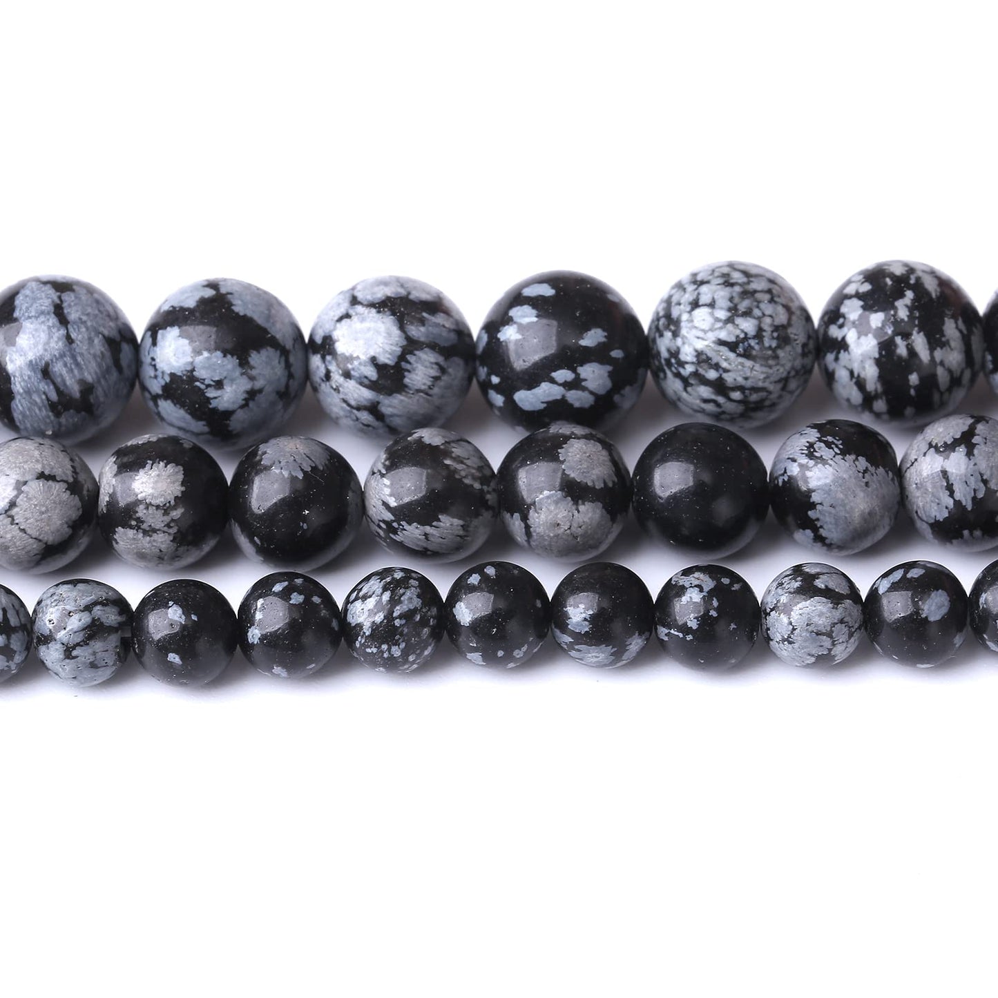 45PCS 8MM Natural Snowflake Obsidian Stone Beads Energy Healing Beads for DIY Jewelry Bracelet Necklace Making for Jewelry Making15Inch