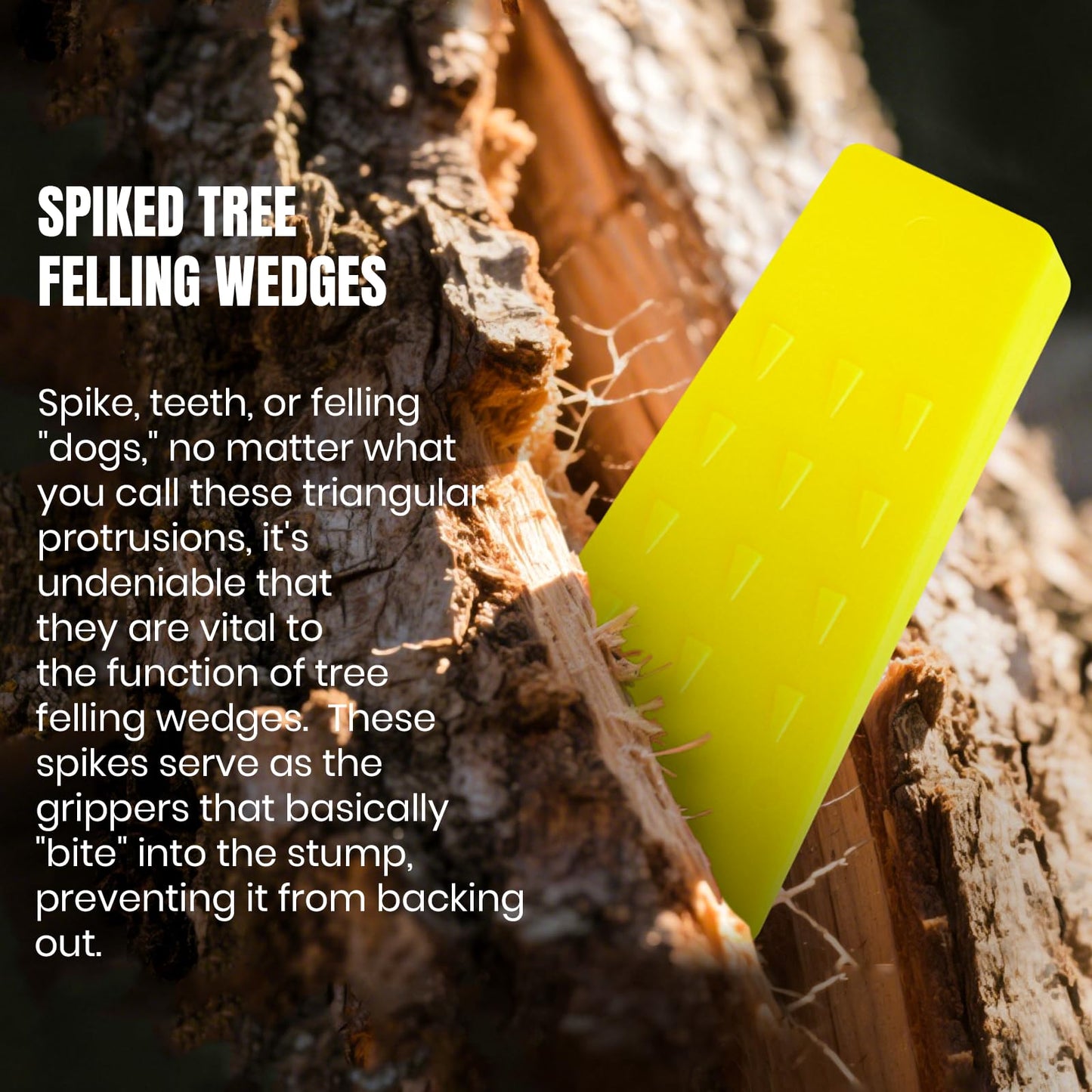 6 Pack Tree Felling Wedges with Spikes for Safe Tree Cutting – 3 Each of 8” and 5.5” Wedges with Storage Bag; 6 Felling Dogs to Guide Trees Stabilize and Safely to Ground for Loggers and Fallers