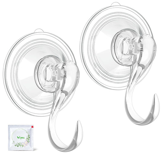 VIS'V Wreath Hanger, Large Suction Cup Wreath Hooks with Wipes, Heavy Duty, 22 LB Capacity, Removable and Reusable, Clear, 2 Pcs