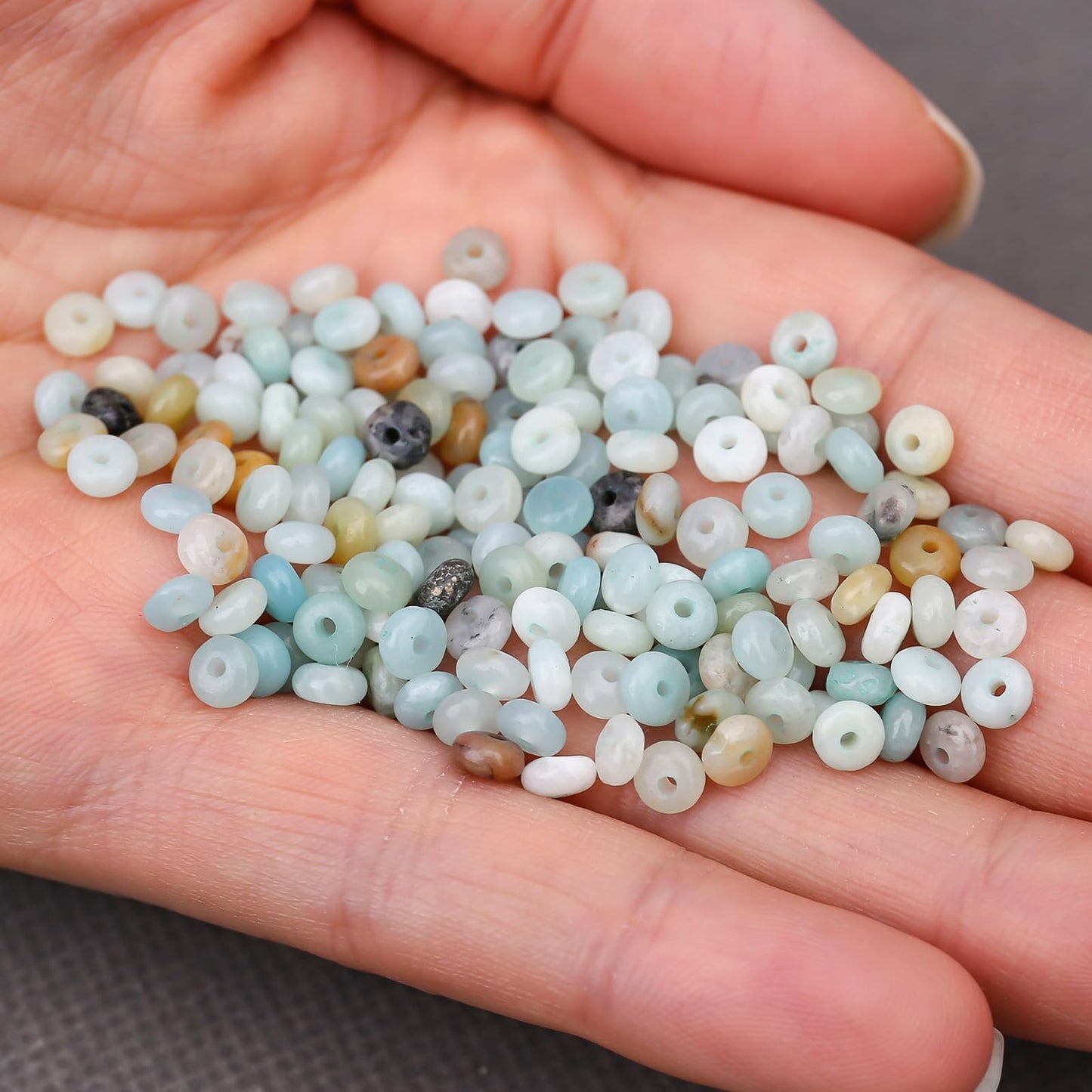 BONNY BOXX 1 Strand (150PCs) Natural 2 * 4mm Amazonite Rondelle Beads, Natural Abacus Disk Stone Beads Loose Spacer Gemstone for DIY Bracelet Necklace Jewelry Making