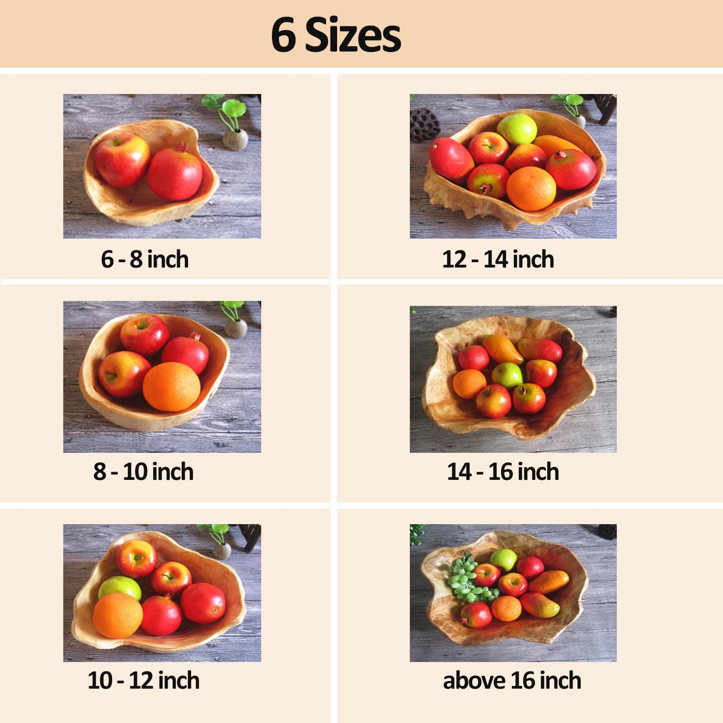 MIATTCLD Wooden Bowl Decorative Natural Wood Fruit Bowl, Irregular Creative Wood Bowls, Rustic Hand Carved Candy Snack Keys Serving Bowls for Home Decor (6"-8" Diameter)