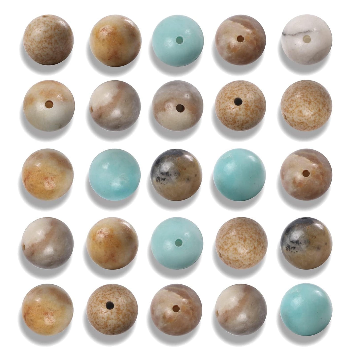 NITOPUPU 100Pcs 8mm Natural Smooth Amazonite Gemstone Beads Round Loose Stone Beads for Jewerly Making with Crystal Stretch Cord