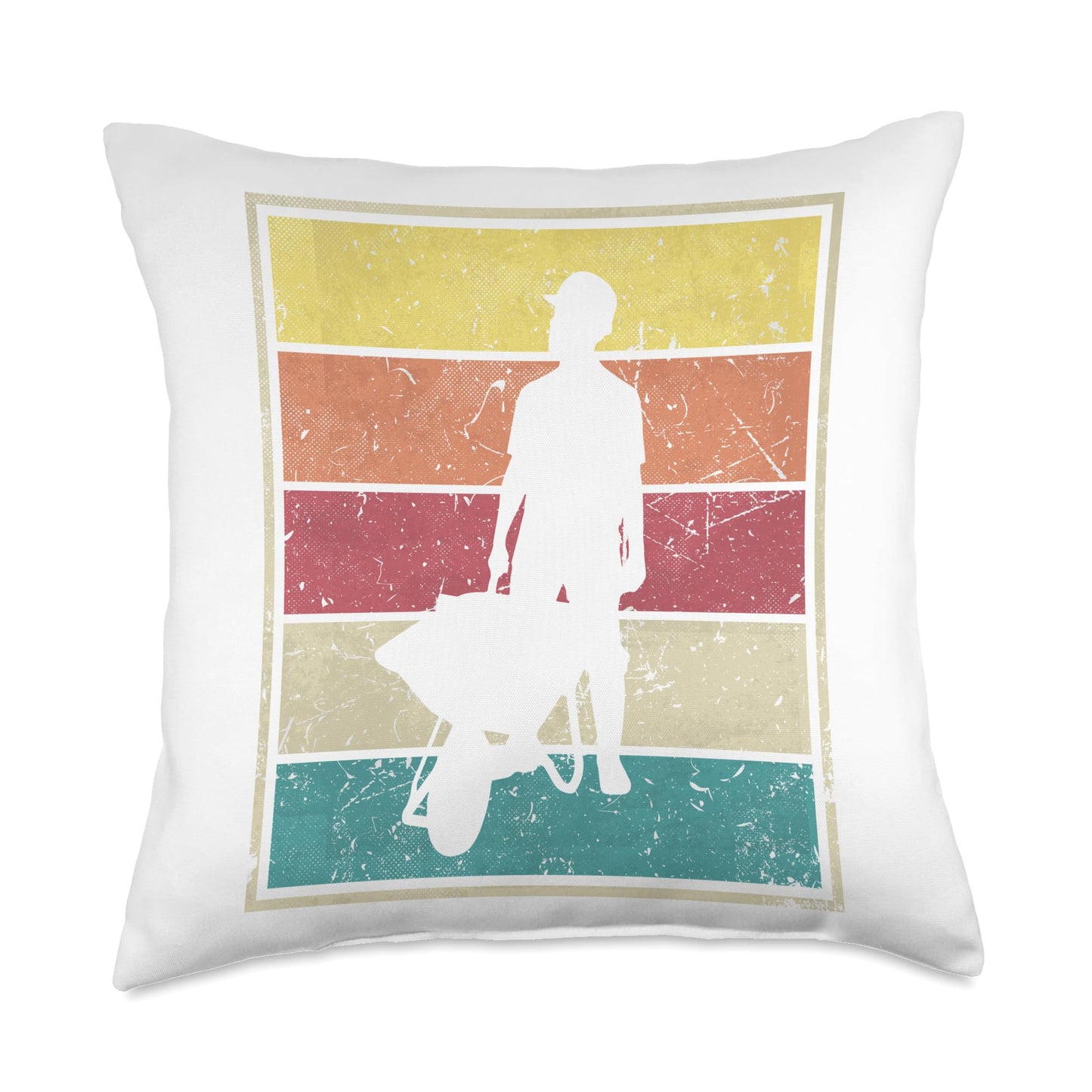 Construction Worker Wheelbarrel Wheelbarrow Throw Pillow