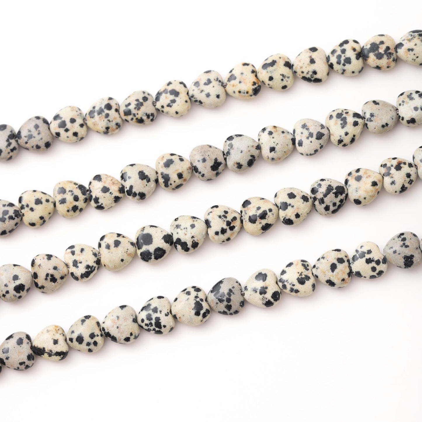 Natural Heart Shaped Dalmatian Stone Beads 10mm Loose Crystal Healing Beads for DIY Necklace Bracelet Making Gemstone Craft Supplies