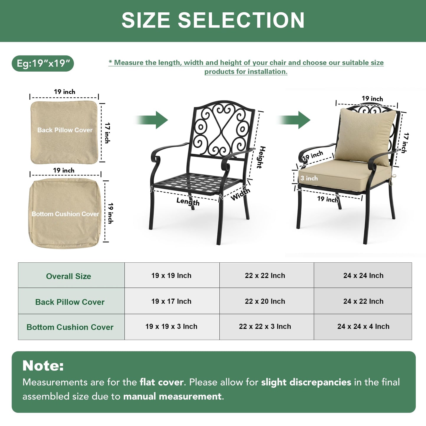 Summsun Outdoor Chair Cushions Set of 4, Faux Linen Patio Furniture Cushions, Water Resistant Backrest and Deep Seat Cushion Set with Ties, Removable Cover, Non-Slip Bottom, 24 x 24 Inch, Nature