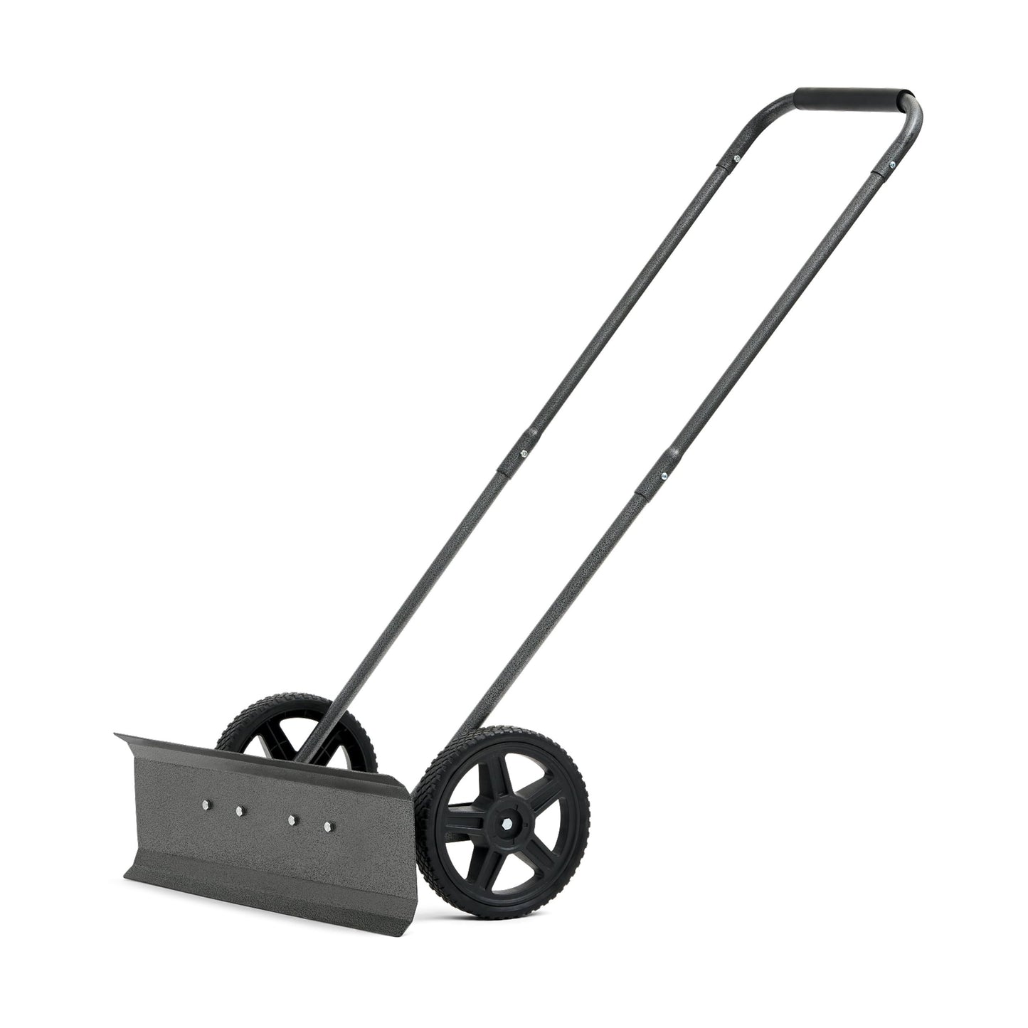 Yard Butler IRSPP-24 Snowplow Rolling Push Shovel - No-Bend Shovel for Easy Snow Clearing - Ergonomic Design - Two-Handed Cushioned Grips - Powder-Coated Steel Construction - Simple Assembly