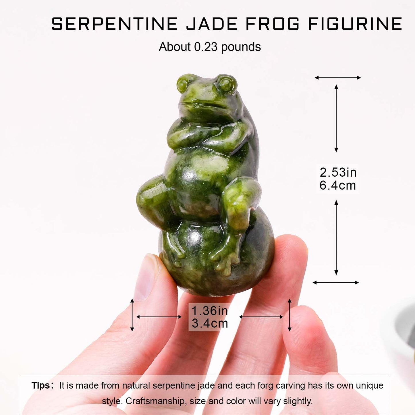 Apengshi Natural Crystal Raw Stone Jade Figurine, Decorative Animal Statue (Frog+Ball)