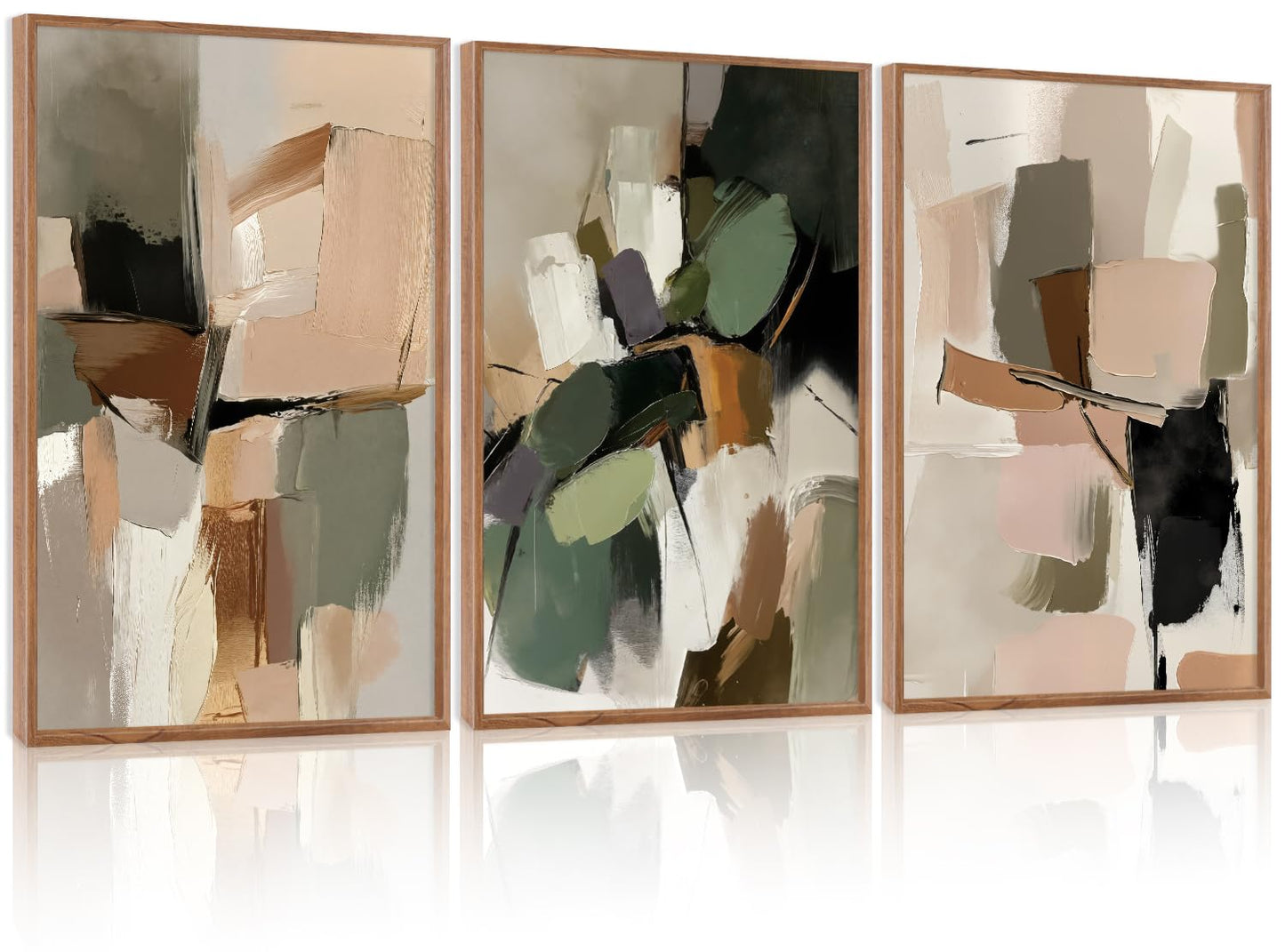 CHDITB Abstract Modern Framed Canvas Wall Art Set, Contemporary Artwork For Home Decor, Neutral Pastel Illustration Wall Painting, Nordic Minimal Zen Art Prints For Living Room Office-16 x24 x3