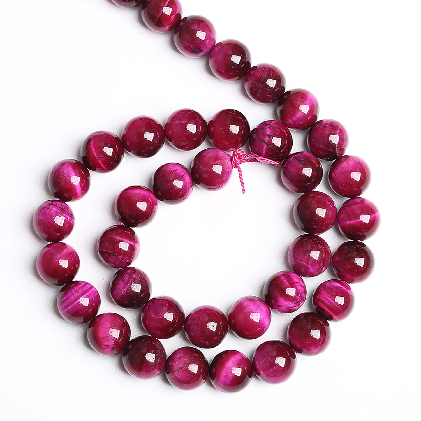 6mm 60PCS Natural Rose Pink Tiger Eye Stone Beads Crystal Spacer Round Loose Beads for Jewelry Making DIY Bracelet Accessories Strand 15 inches
