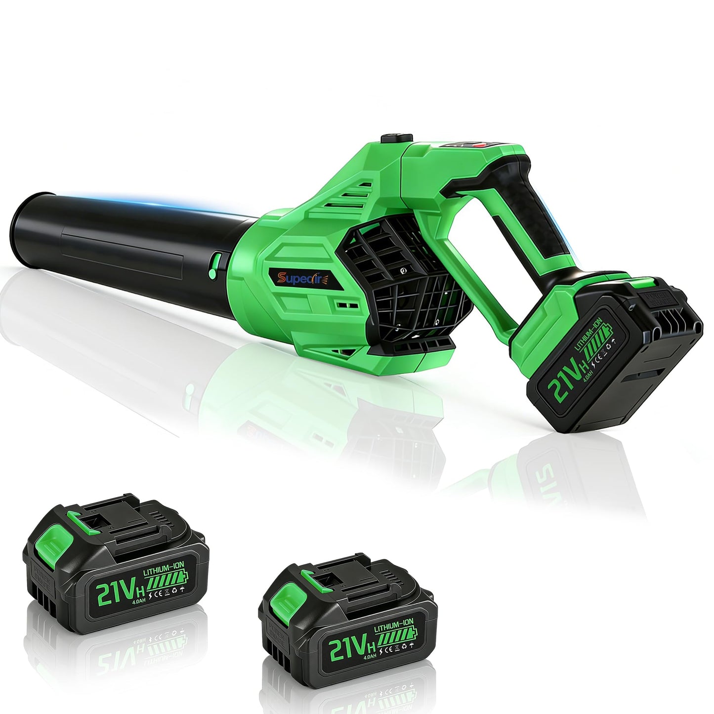 SUPEAIR Leaf Blower Cordless with 2 Batteries and Charger, 750CFM 260MPH, Electric Leaf Blower with 3 Speeds Mode, 21V Handheld Blower for Cleaning, Dust, Snow, Lawn Clean, Patio, Blowing Leaves