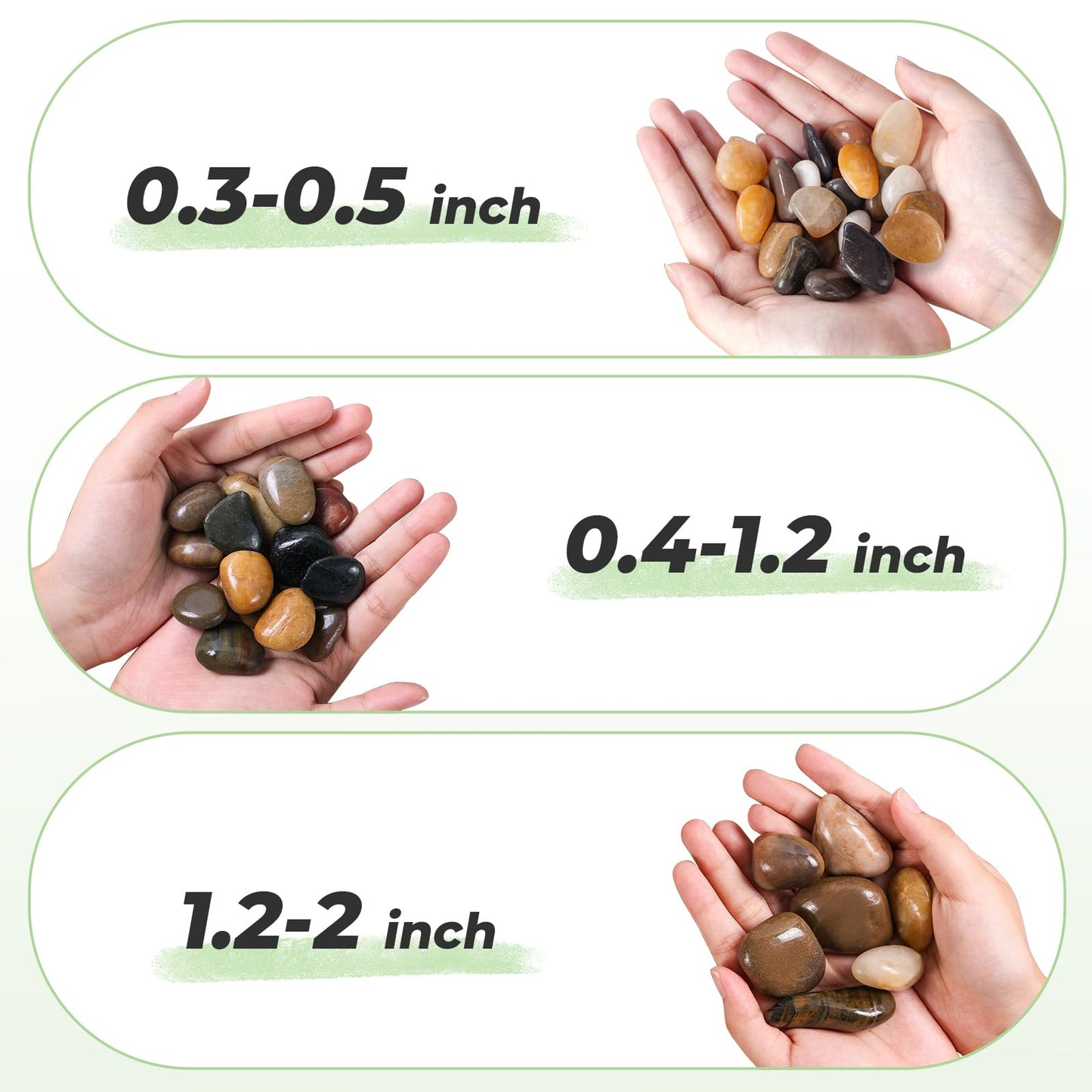 SIDONG 5 LB Mixed River Rocks, 0.4-1.2 Inches Highly Polished Pebbles for Indoor Plants, Decorative Stones for Plants, Fish Tank, Vases, Home Décor, Crafting, Garden Landscaping