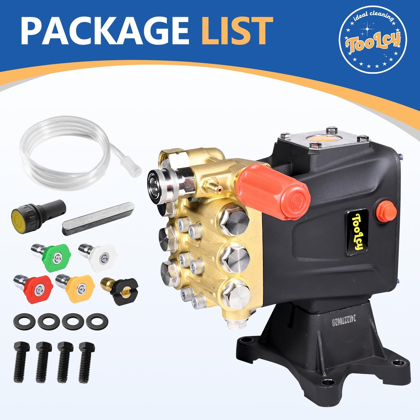 TOOLCY Pressure Washer Pump 3600-4400 PSI Max, 4 GPM Triplex Plunger Pressure Pump, Horizontal 1 inch Shaft Gas Power Washer Pump with Pressure Adjustment Unloader, Direct Drive