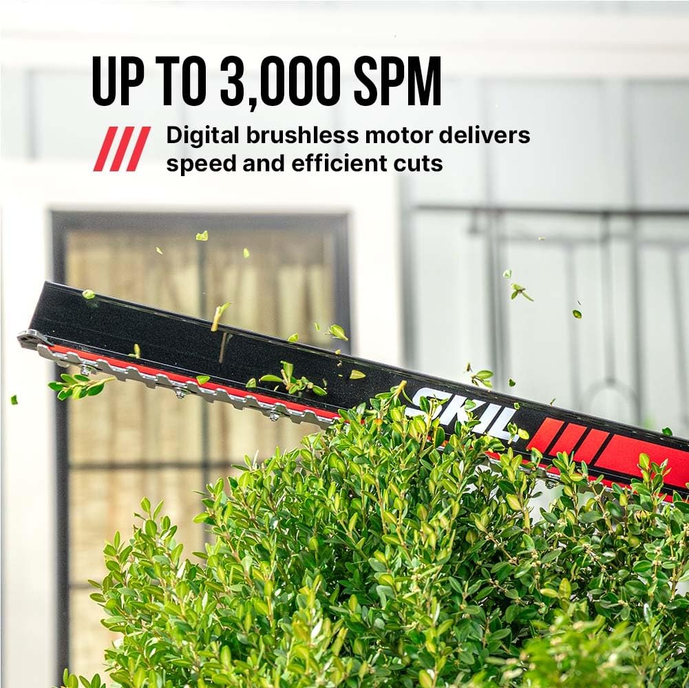 SKIL PWR CORE 40 Brushless 40V 24-Inch Hedge Trimmer Kit, Includes 2.0Ah Battery and 60W Charger - HT2400C-11