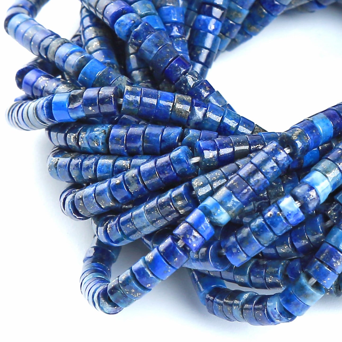 150pcs 2x4mm Natural Lapis Lazuli Jaspers Tube Shape Beads Loose Flat Round Cylinder Flat Spacer Green Stone Beads for Bracelet Earrings Jewelry Making