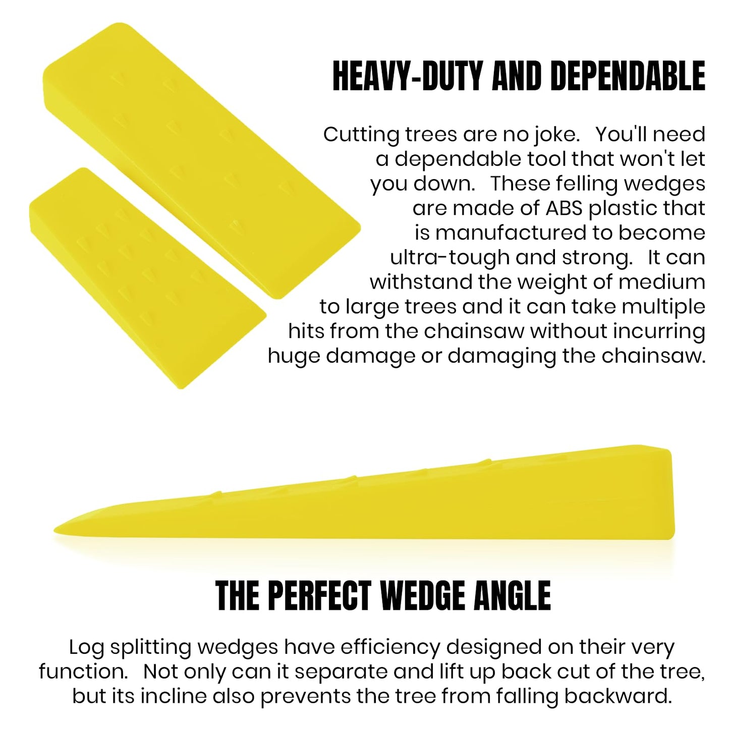 6 Pack Tree Felling Wedges with Spikes for Safe Tree Cutting – 3 Each of 8” and 5.5” Wedges with Storage Bag; 6 Felling Dogs to Guide Trees Stabilize and Safely to Ground for Loggers and Fallers