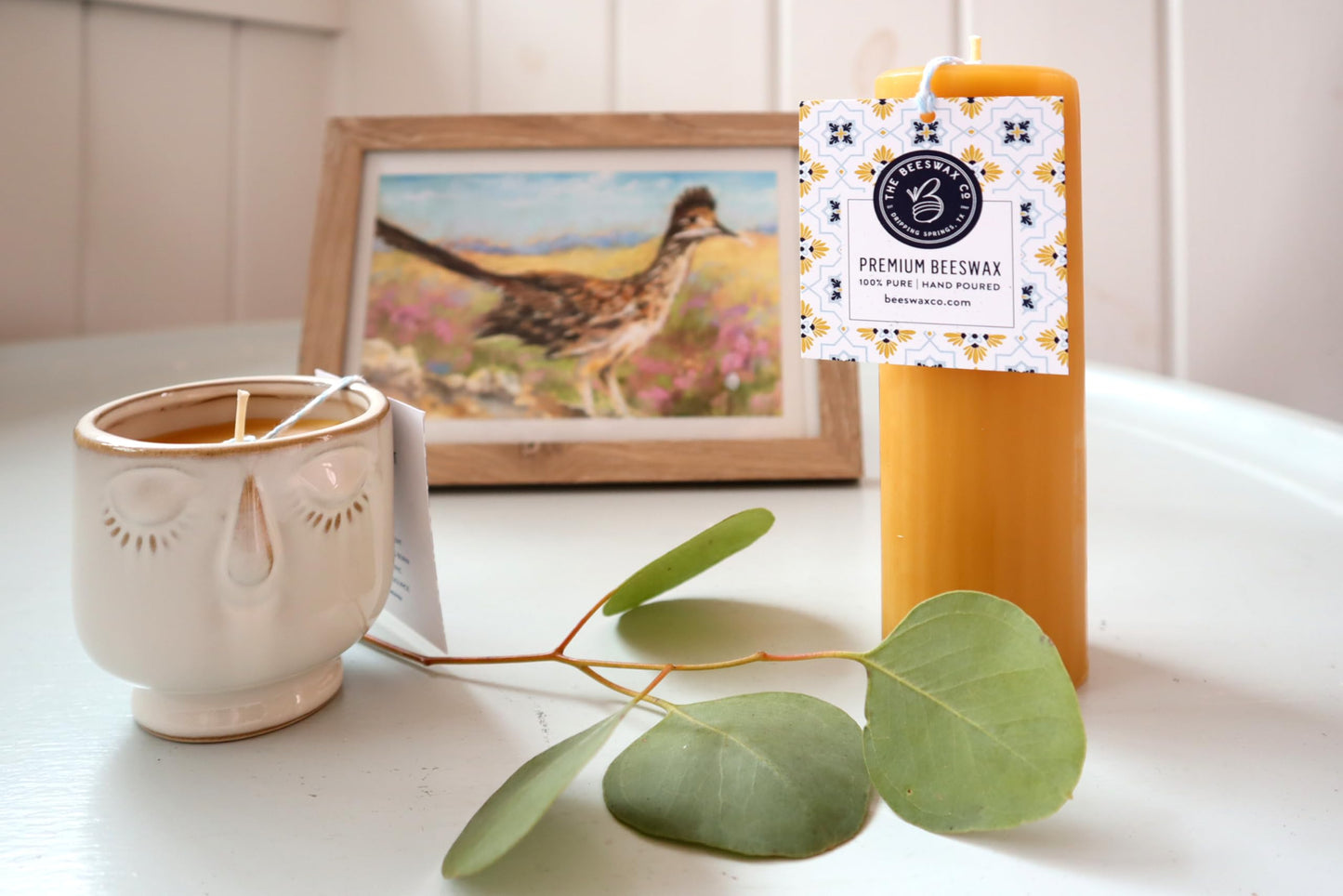 The Beeswax Co Pressed Honeycomb Beeswax Candle, Natural Honey Scented Organic Candle, Eco-Friendly & Non-Toxic with Cotton Wick, Long-Lasting & Clean-Burning, Unique Home Decor, 2.25 x 4.25 Pillar