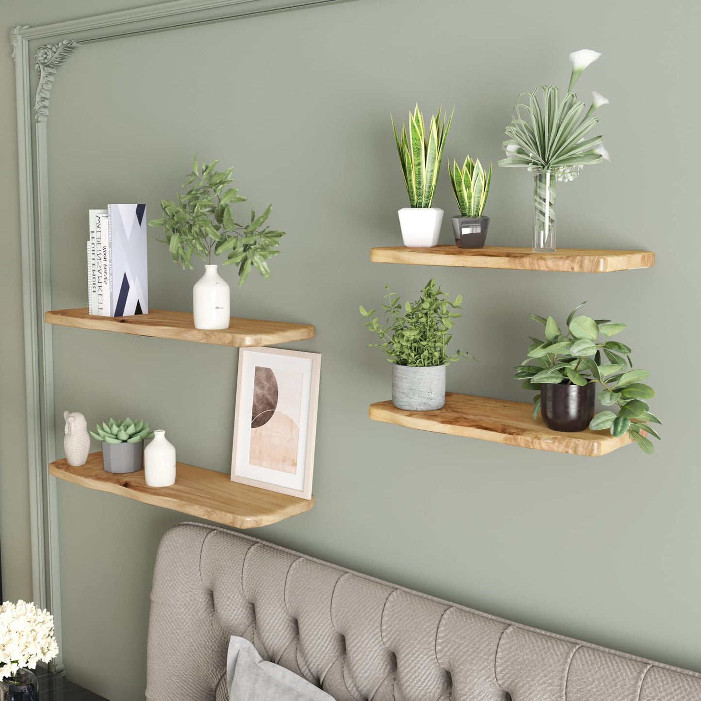 WELLAND 16” Cedar Natural Edge Floating Shelf Set of 2
