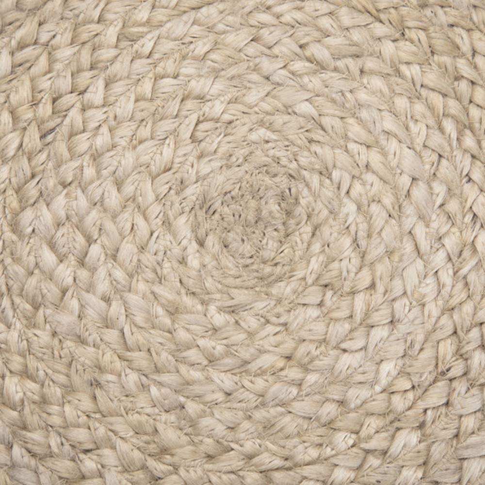 SIMPLIHOME Edgeley Round Pouf - 18 inch Wide Handwoven Jute and Cotton Ottoman in Grey and Natural, Boho-Style Footstool or Extra Seating for Living Room, Bedroom, or Kids Room, Assembled
