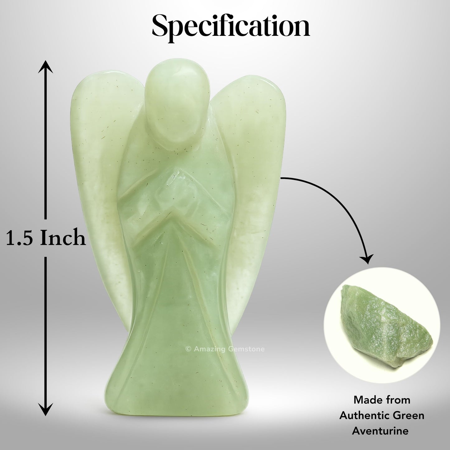 Amazing Gemstone Green Aventurine Angel - Green Aventurine Crystal Angel and Pocket Guardian Angel Crystal Figurines (1.5 inches)