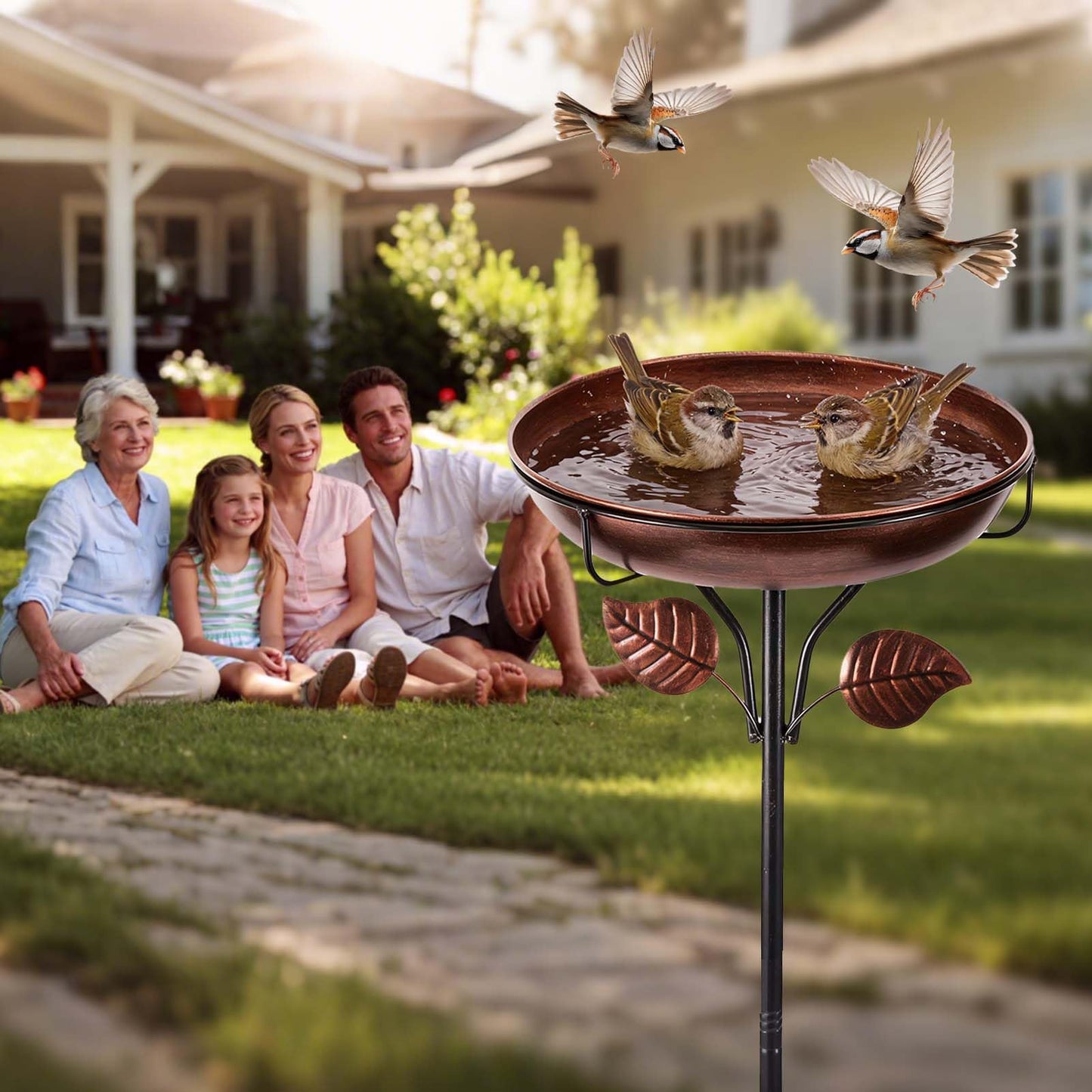WITELIDA Metal Bird Bath for Outdoors, Weatherproof Detachable Bird Bath, Retro Bronze Garden Decor, 40 Inches Tall,Reinforced Bracket，Suitable for Gardens, Backyards, Patios, and Flower Beds