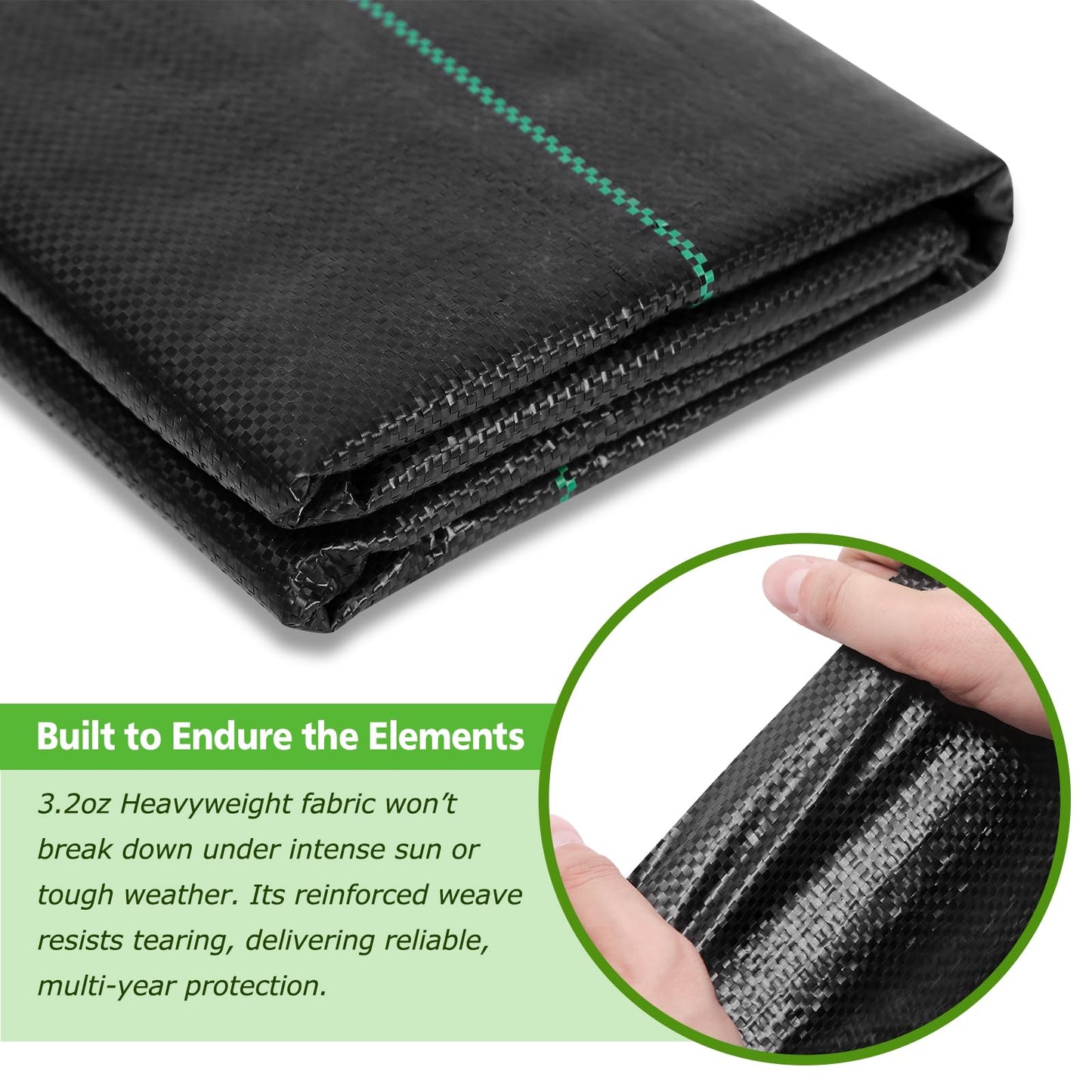 Gree-Mac 3x100FT Weed Barrier Landscape Fabric, 3.2oz Heavy Duty Garden Cloth, Ground Cover for Gardening, Come with 20 U-Shaped Securing Pegs
