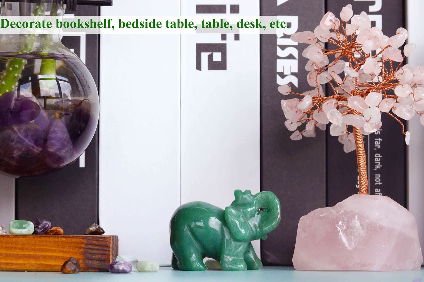 2" Green Aventurine Elephant Decor Healing Crystal Cute Polished Natural Stone Hand-Carved Sculpture Statue Figurines Gemstone Energy Hippie Home Room Office Desk Decoration Gifts for Women Men